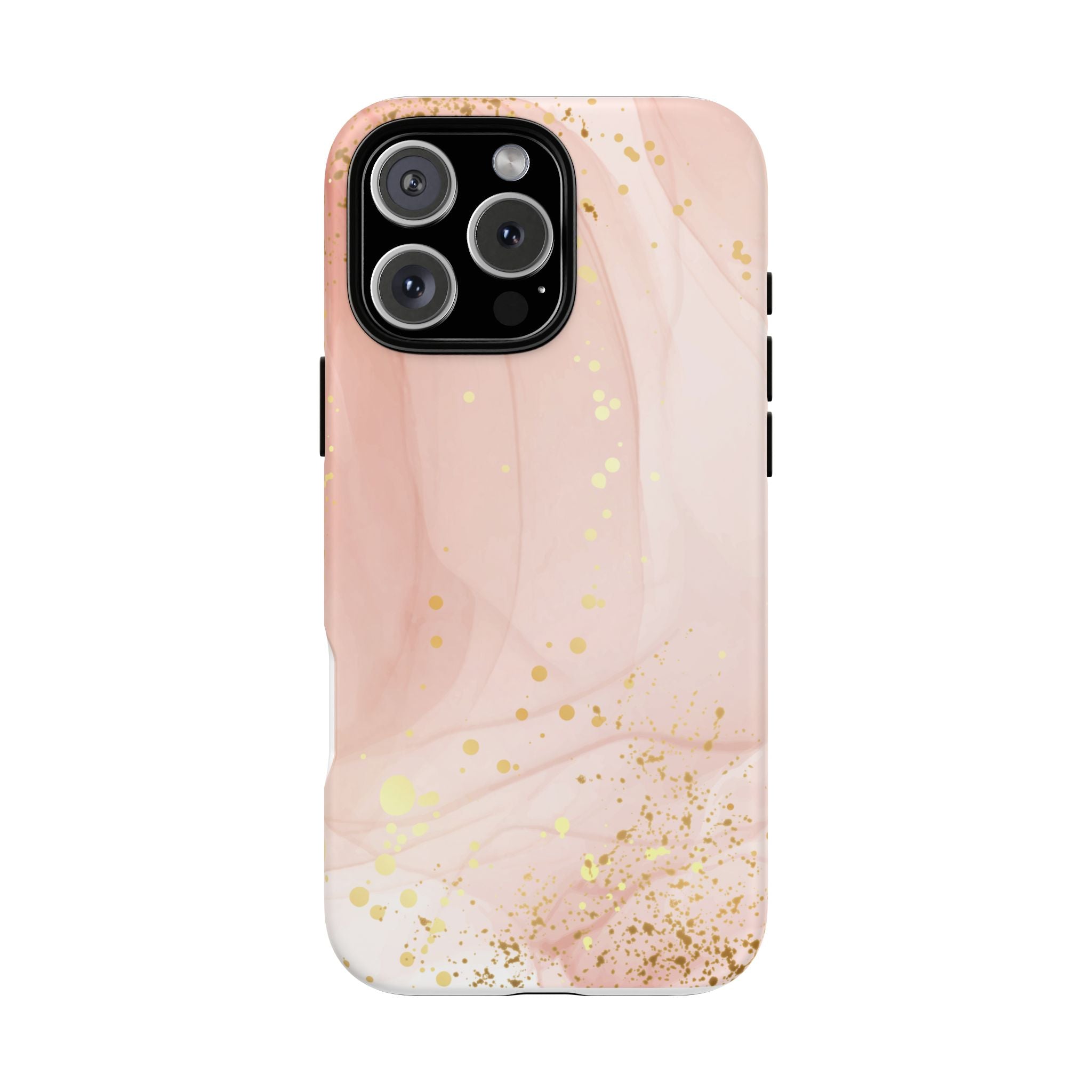 Rose Gold Marble Tough Case – Pink Marble Phone Case with Gold Glitter Accents