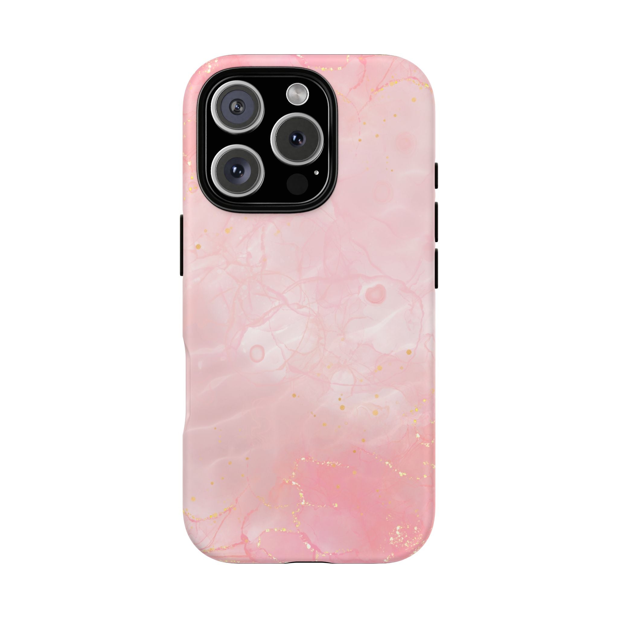 Pink Marble Tough Phone Case — Protective iPhone Cover with Gold Vein Design