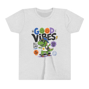 Good Vibes Skate Dino Youth Tee – Cool Kid Graphic Shirt