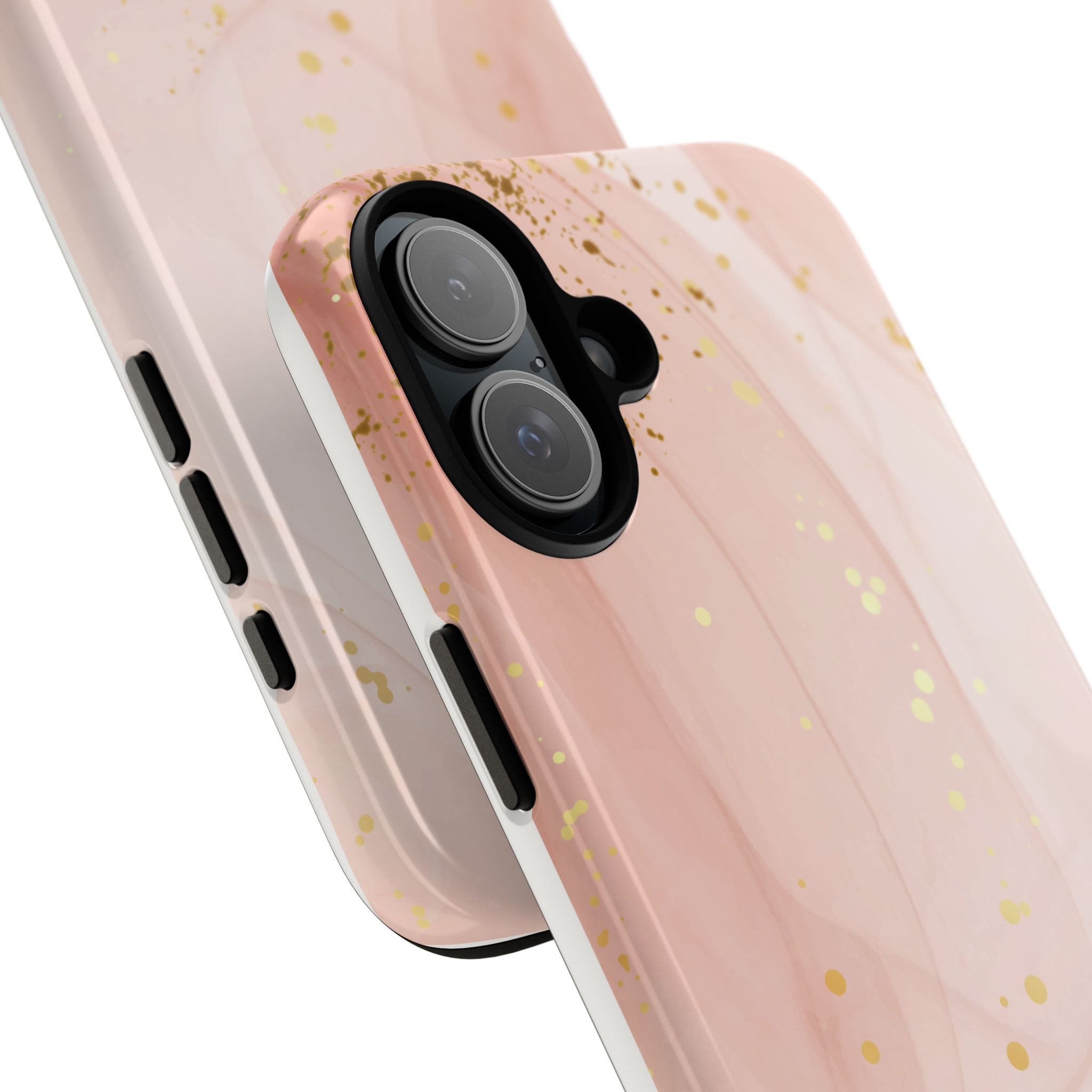 Rose Gold Marble Tough Case – Pink Marble Phone Case with Gold Glitter Accents
