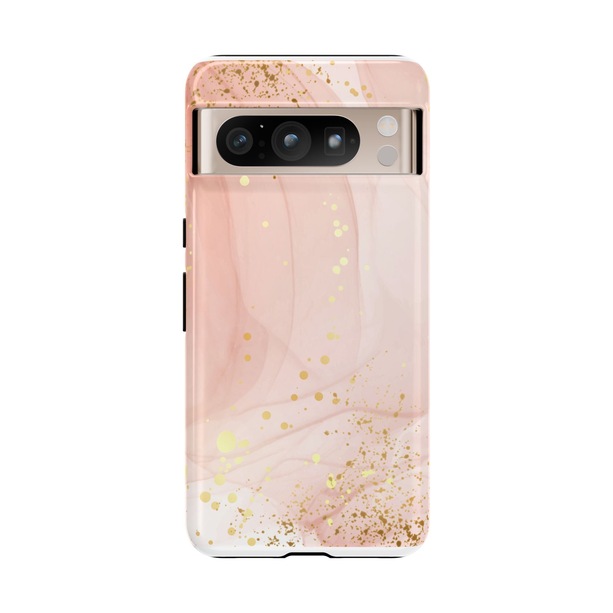 Rose Gold Marble Tough Case – Pink Marble Phone Case with Gold Glitter Accents