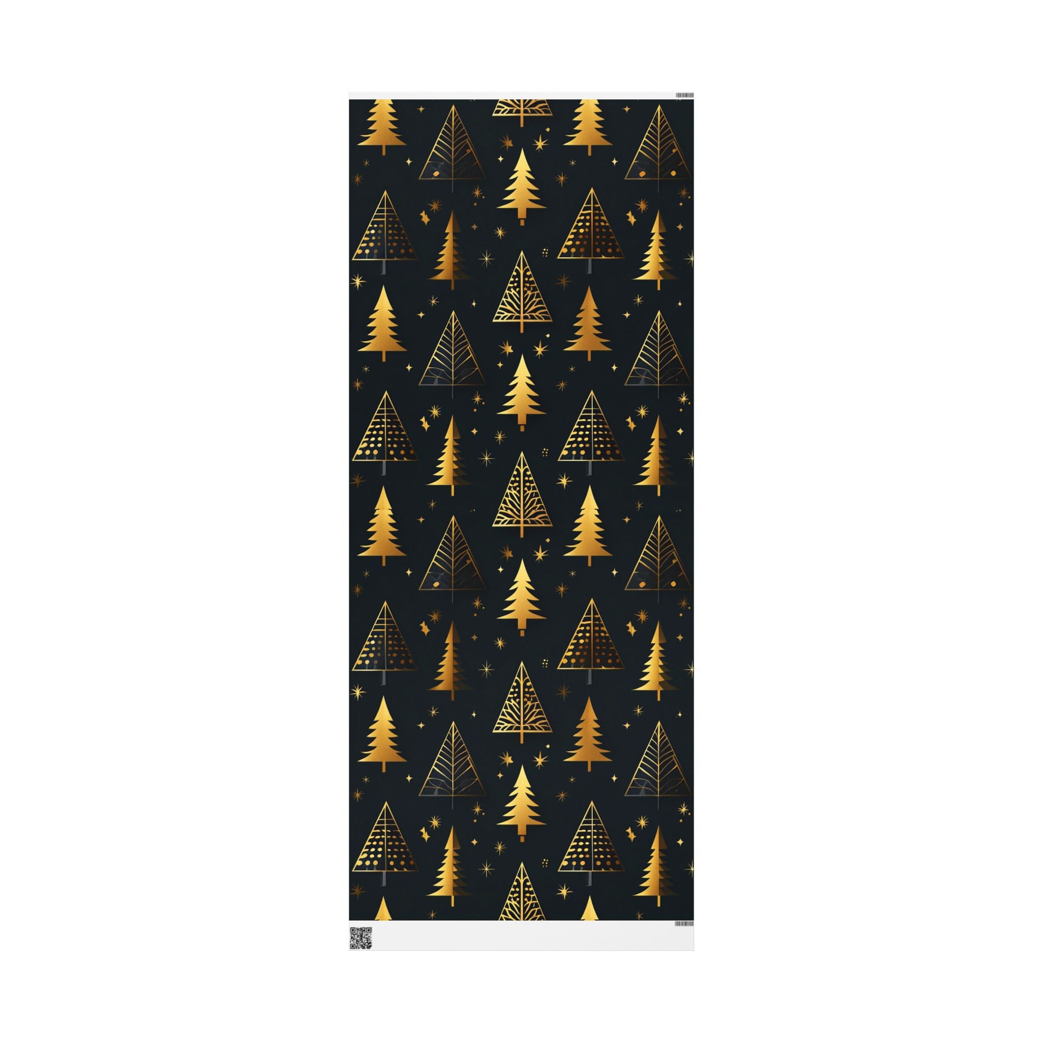 Gold Christmas Trees Wrapping Paper — Elegant Black & Gold Holiday Gift Wrap