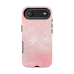 Pink Marble Tough Phone Case — Protective iPhone Cover with Gold Vein Design