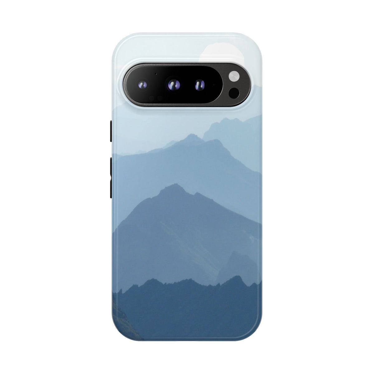 Mountain Sunrise Tough Phone Case — Blue Layered Peaks Protective Cover