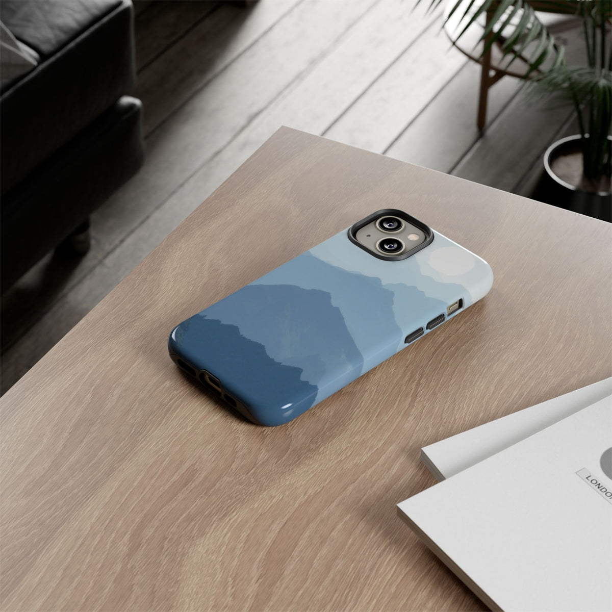 Mountain Sunrise Tough Phone Case — Blue Layered Peaks Protective Cover
