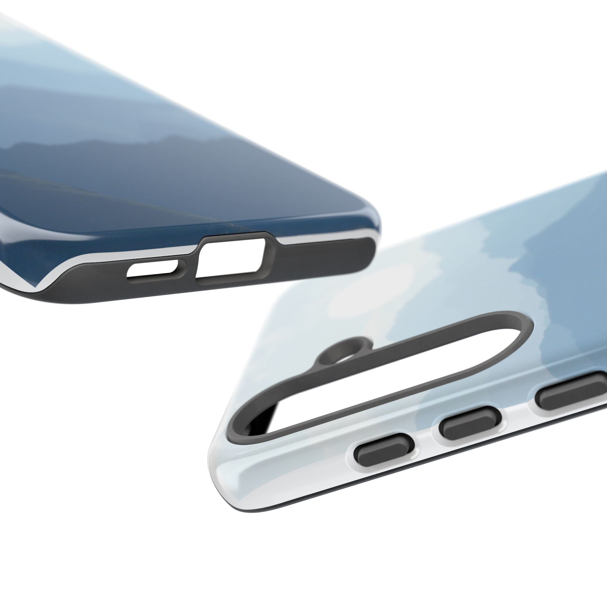 Mountain Sunrise Tough Phone Case — Blue Layered Peaks Protective Cover