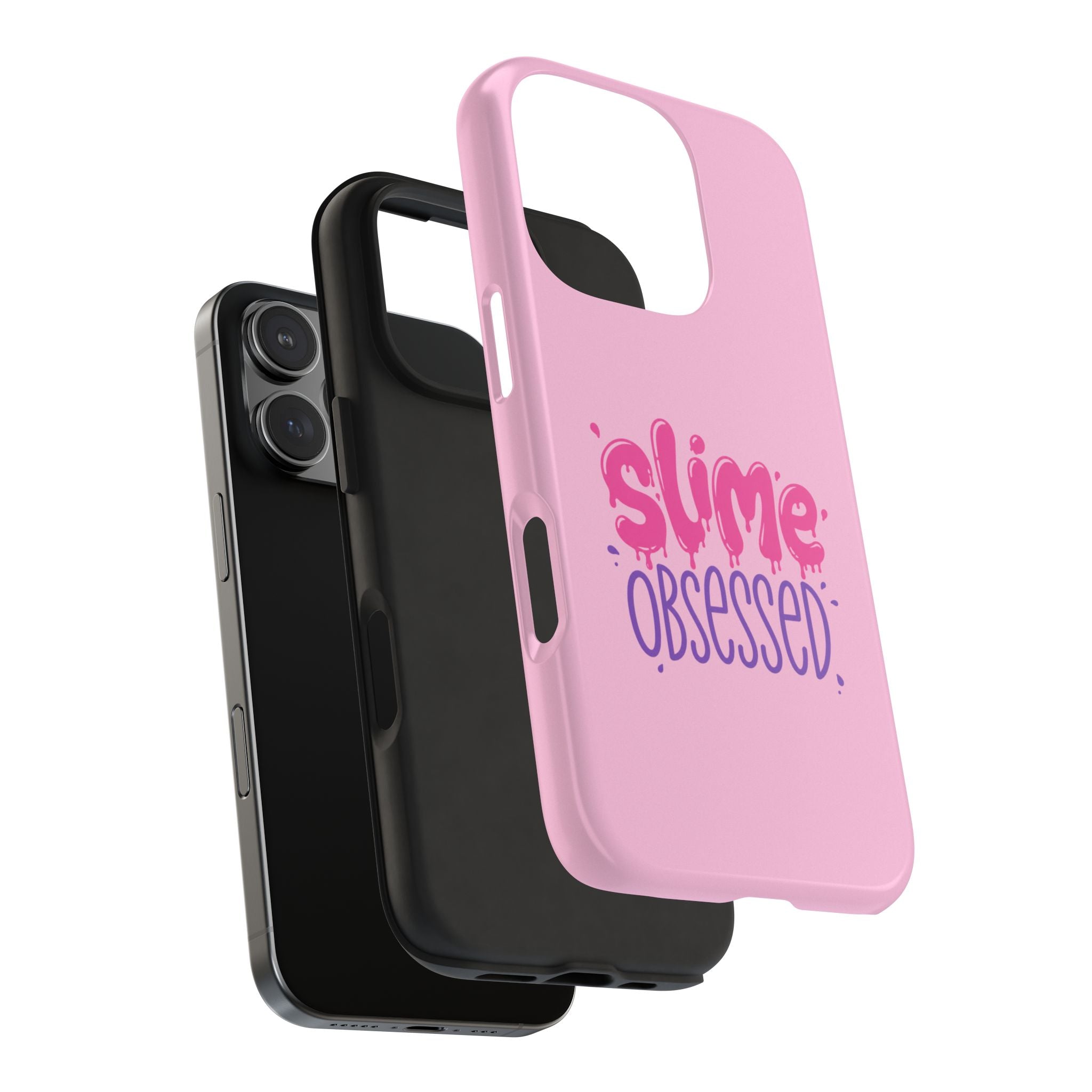 Slime Obsessed Pink Tough Phone Case — Cute Kid & Teen Protective Phone Cover