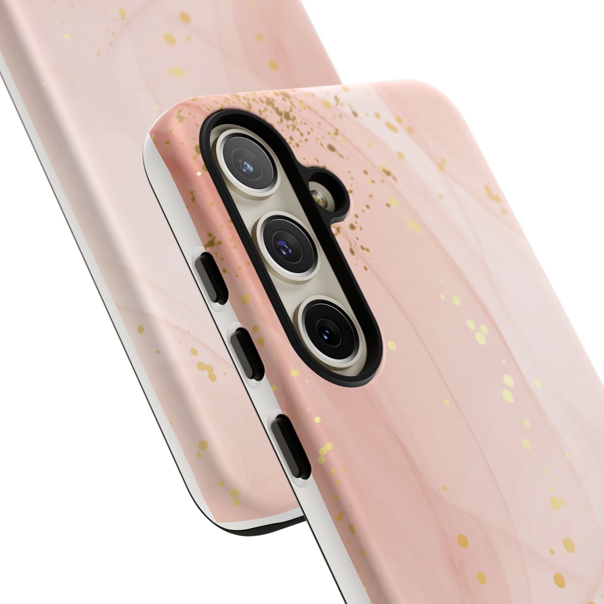 Rose Gold Marble Tough Case – Pink Marble Phone Case with Gold Glitter Accents