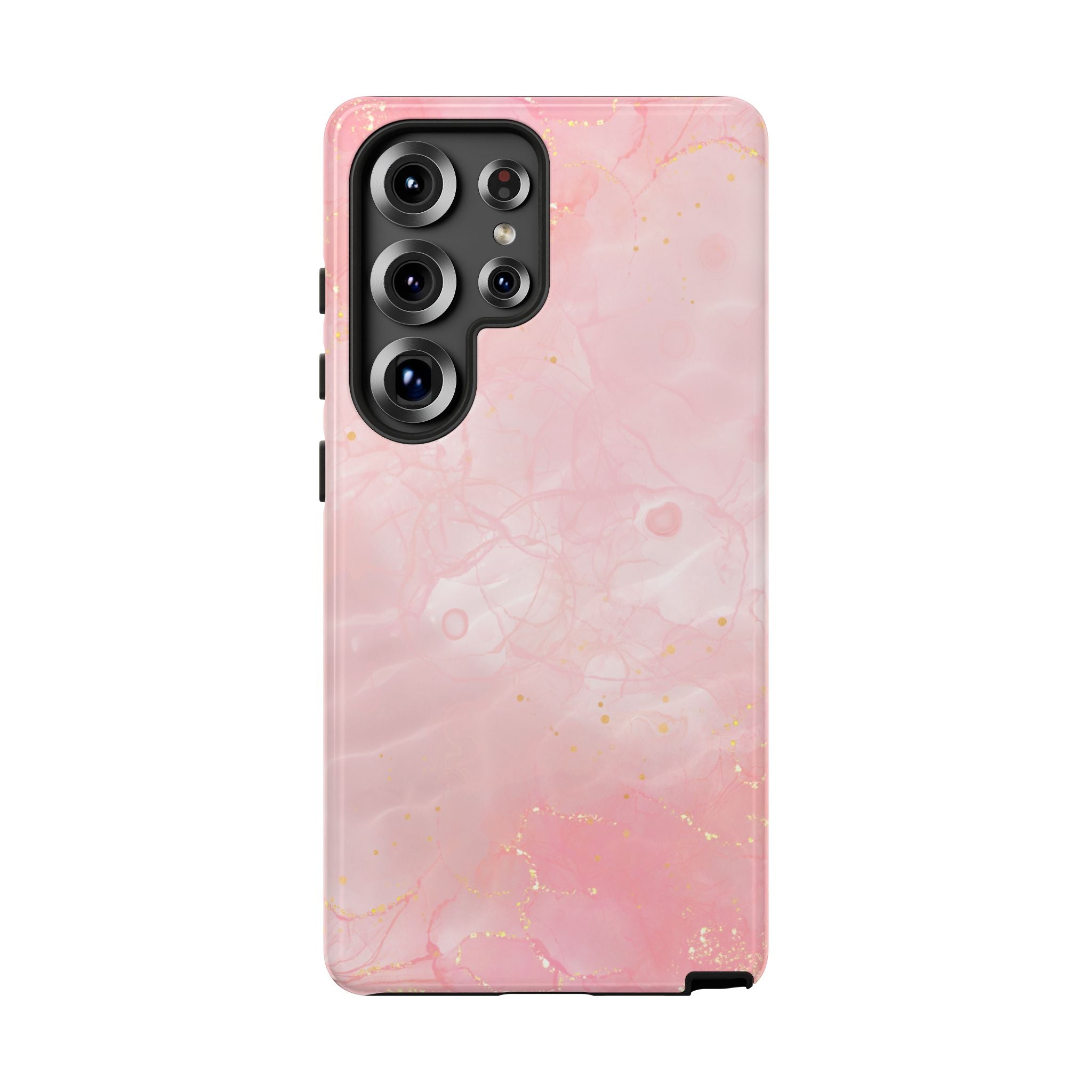 Pink Marble Tough Phone Case — Protective iPhone Cover with Gold Vein Design