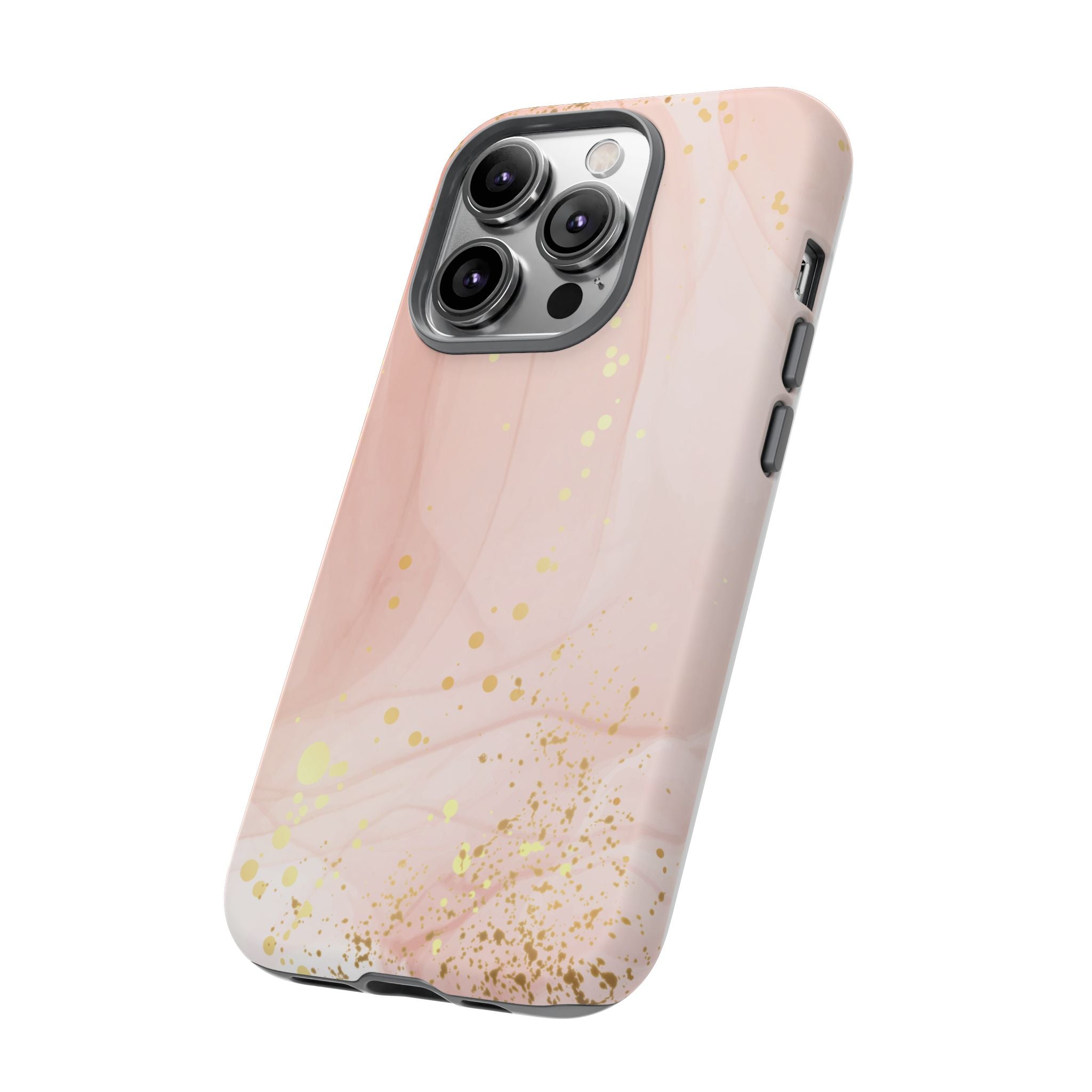 Rose Gold Marble Tough Case – Pink Marble Phone Case with Gold Glitter Accents