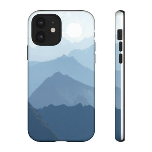 Mountain Sunrise Tough Phone Case — Blue Layered Peaks Protective Cover