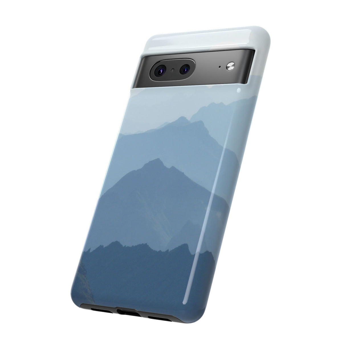 Mountain Sunrise Tough Phone Case — Blue Layered Peaks Protective Cover
