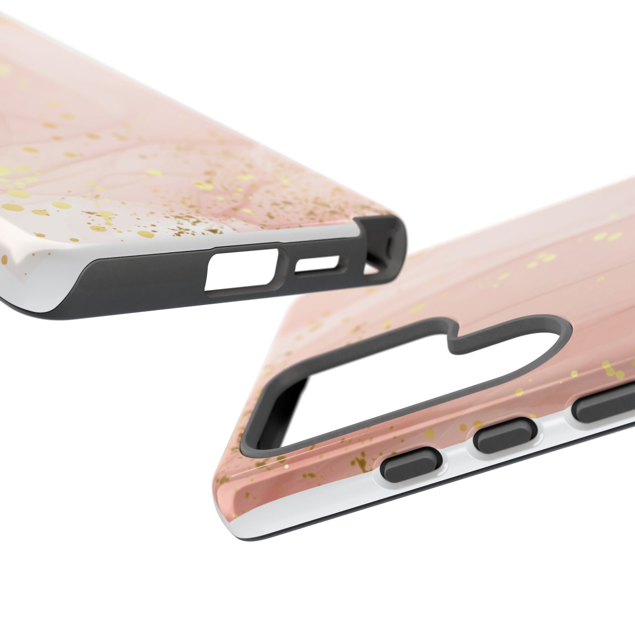 Rose Gold Marble Tough Case – Pink Marble Phone Case with Gold Glitter Accents