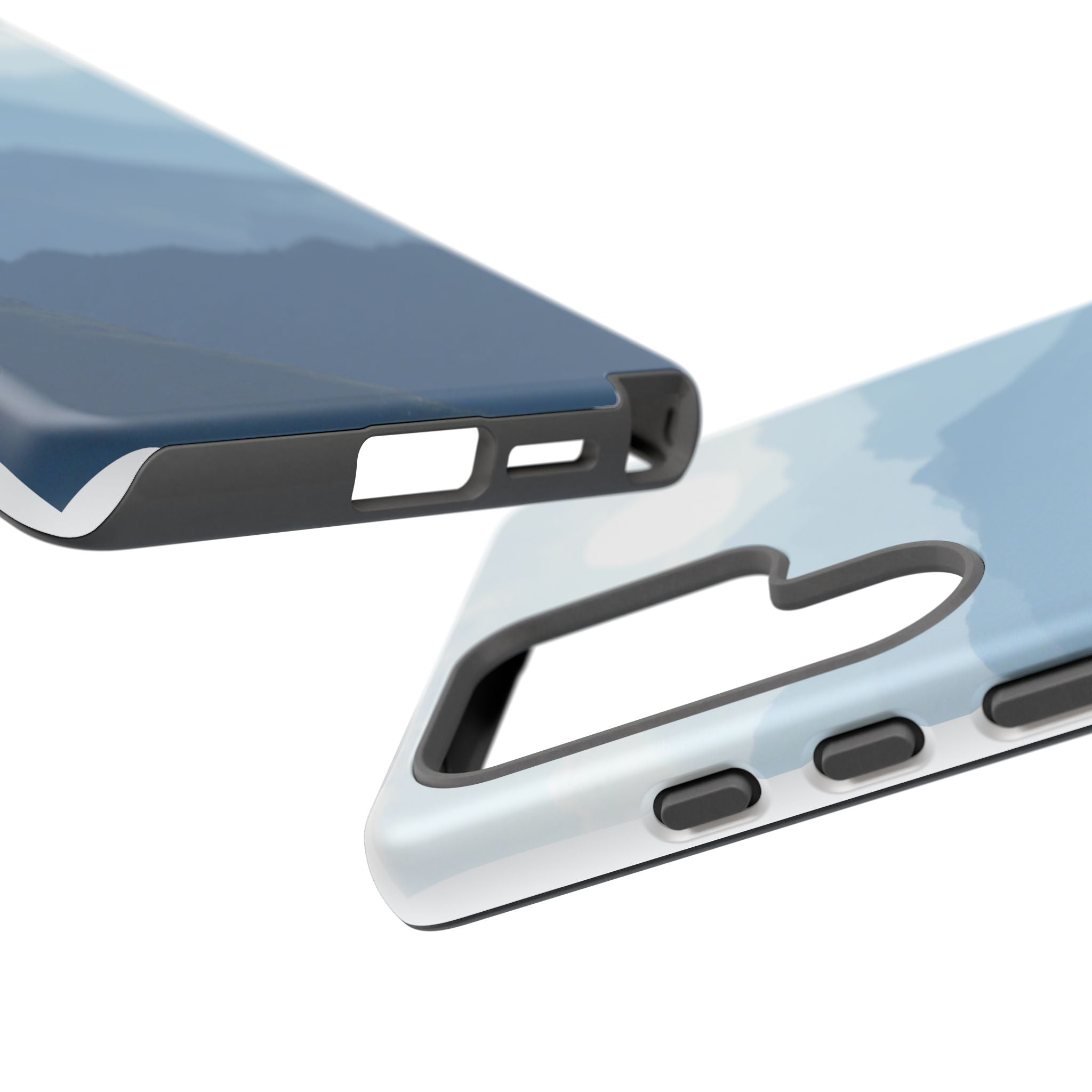 Mountain Sunrise Tough Phone Case — Blue Layered Peaks Protective Cover