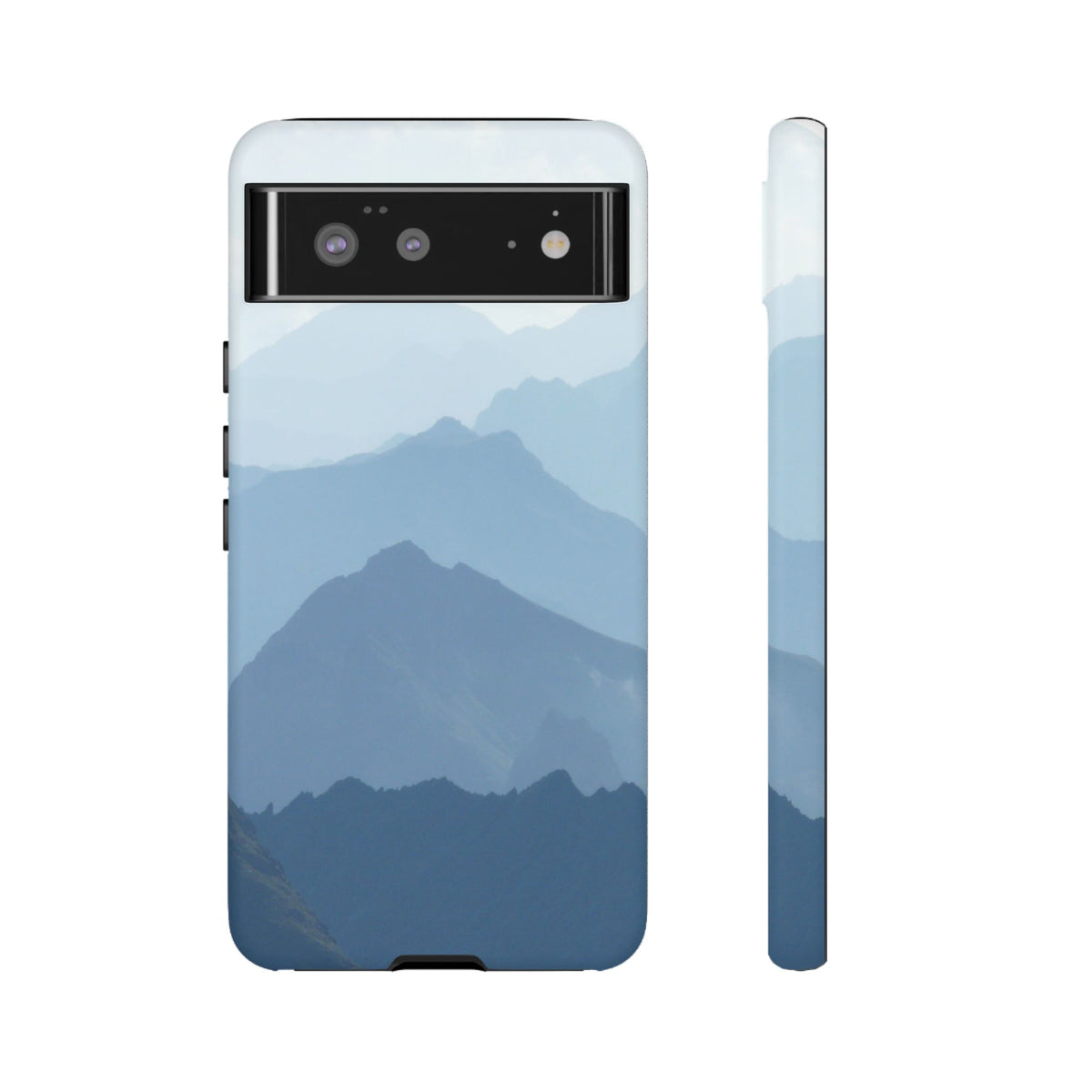 Mountain Sunrise Tough Phone Case — Blue Layered Peaks Protective Cover