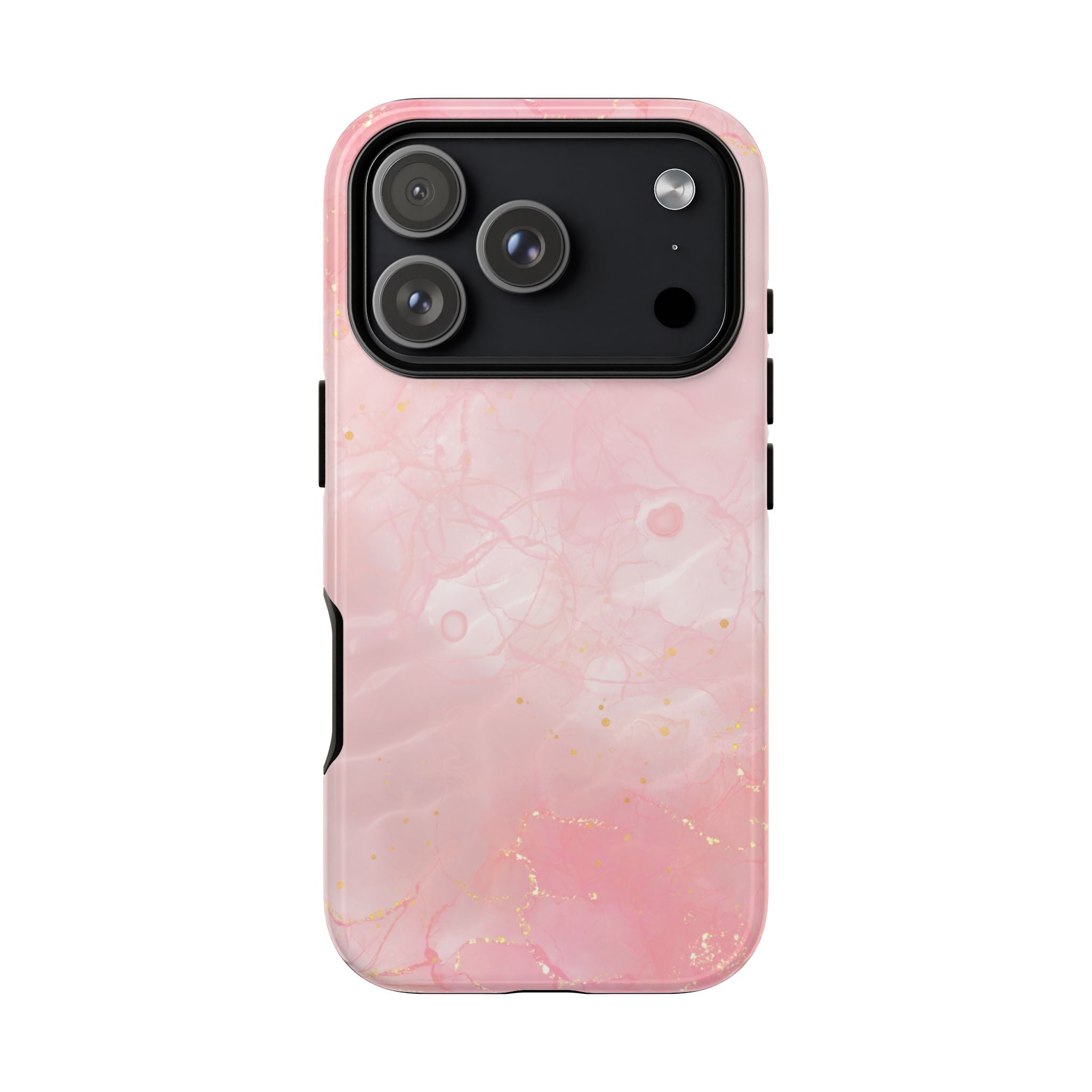 Pink Marble Tough Phone Case — Protective iPhone Cover with Gold Vein Design