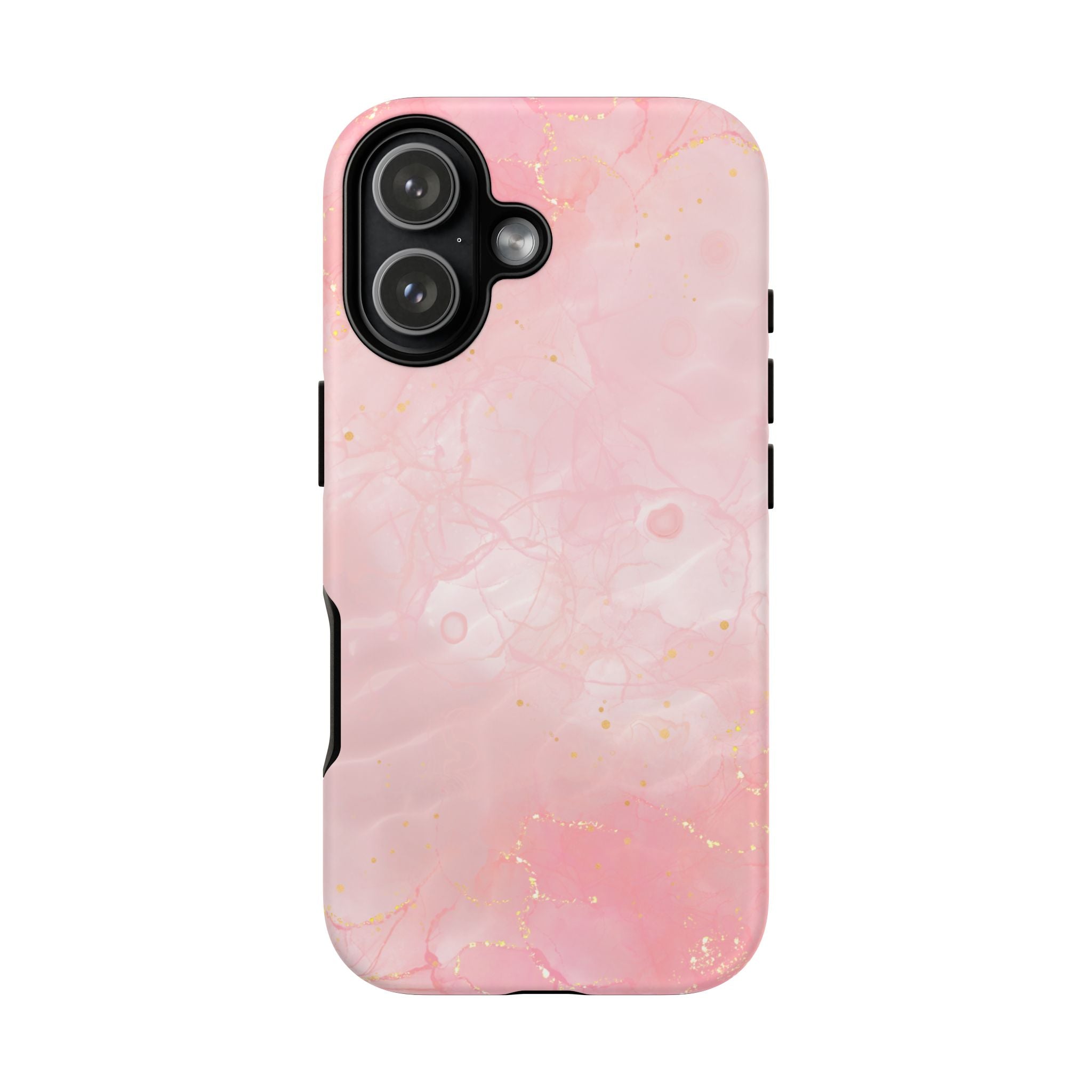 Pink Marble Tough Phone Case — Protective iPhone Cover with Gold Vein Design