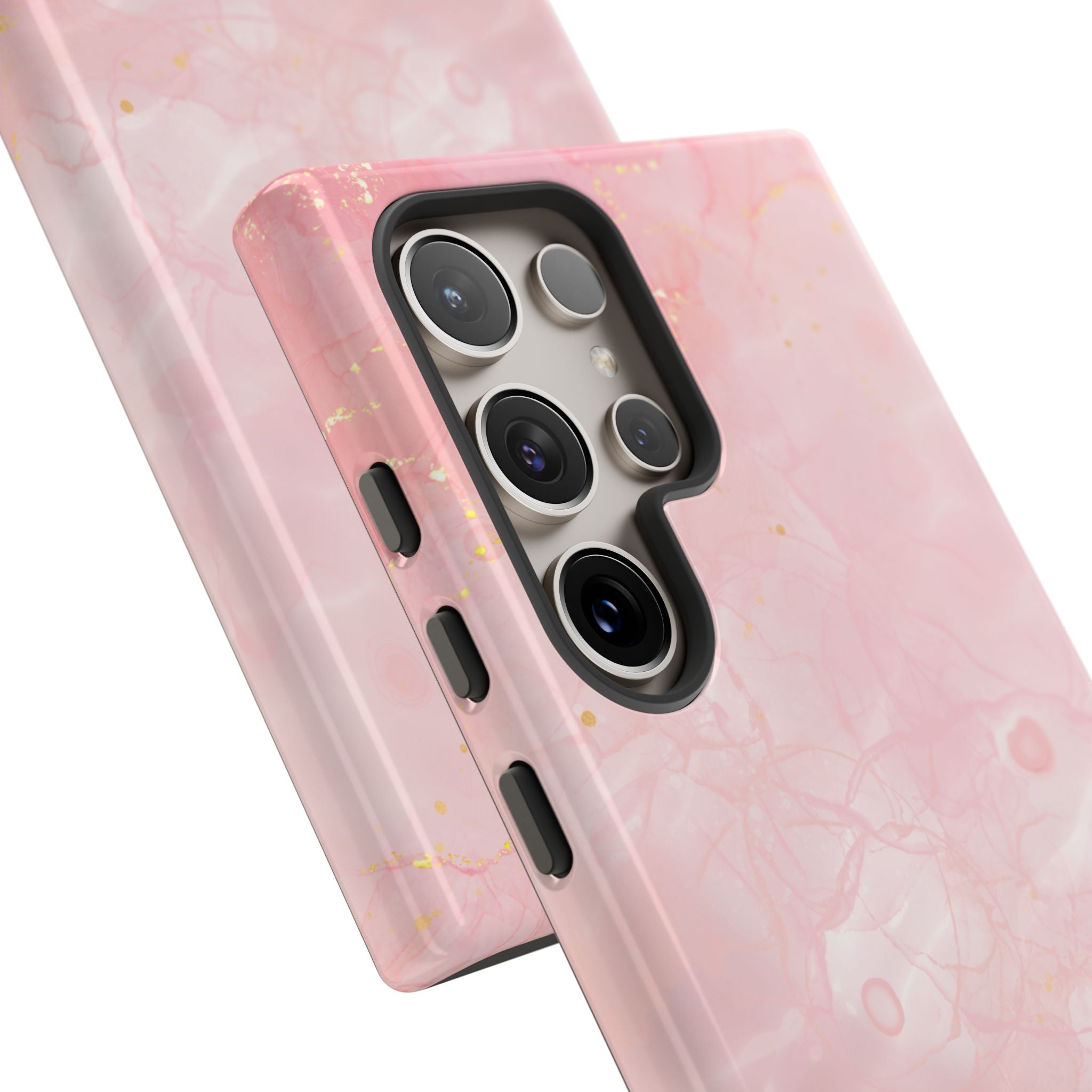 Pink Marble Tough Phone Case — Protective iPhone Cover with Gold Vein Design