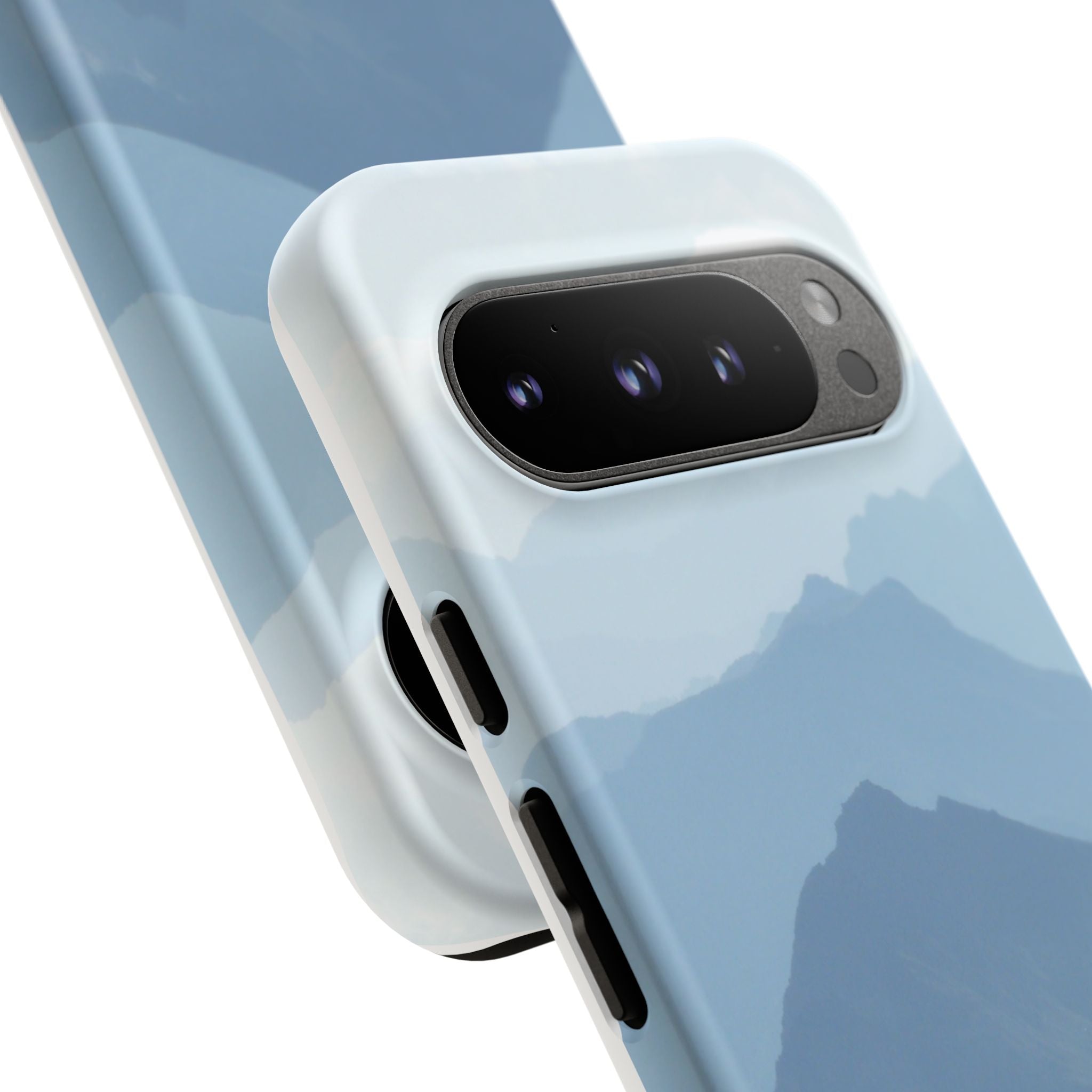 Mountain Sunrise Tough Phone Case — Blue Layered Peaks Protective Cover
