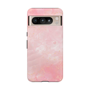 Pink Marble Tough Phone Case — Protective iPhone Cover with Gold Vein Design