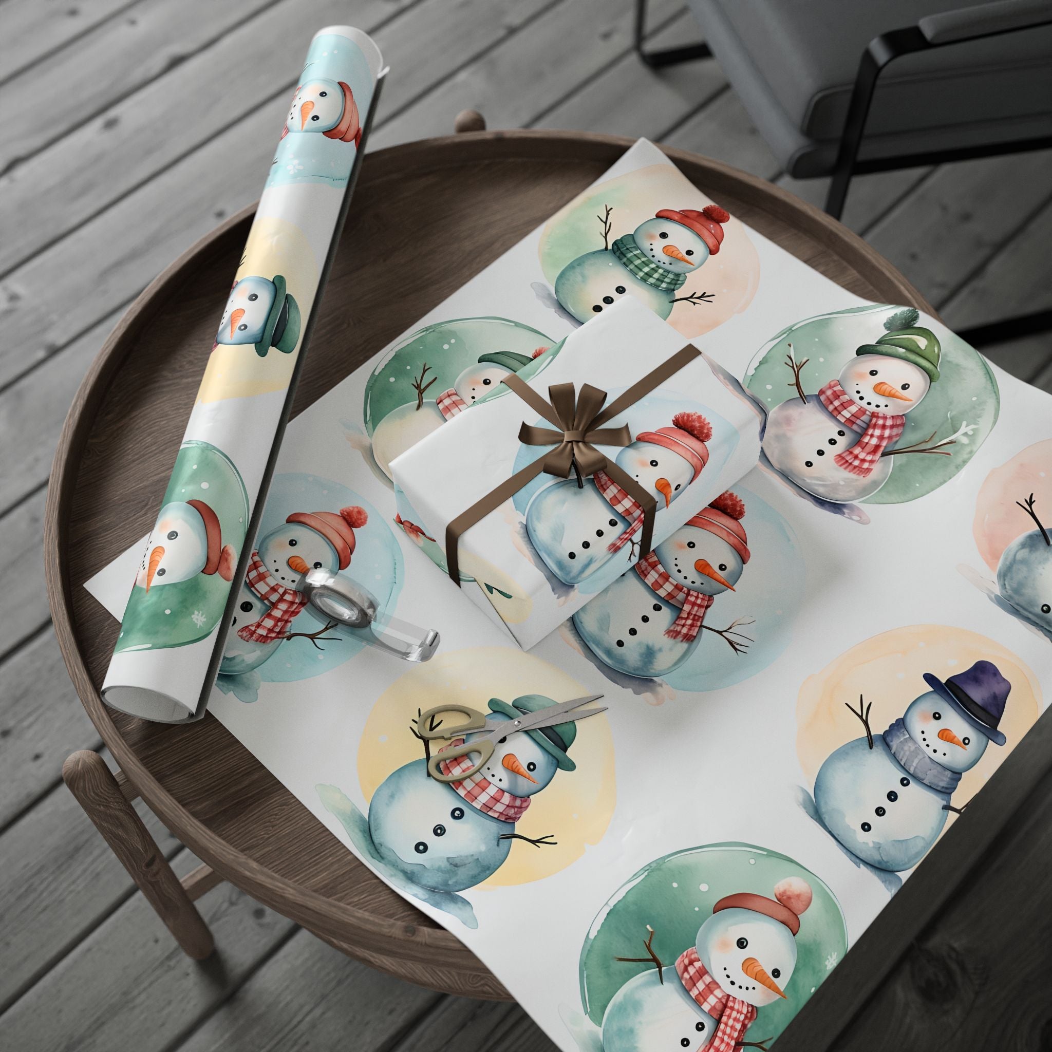 Snowman Watercolor Wrapping Paper Roll