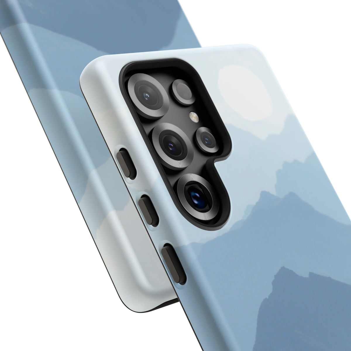 Mountain Sunrise Tough Phone Case — Blue Layered Peaks Protective Cover