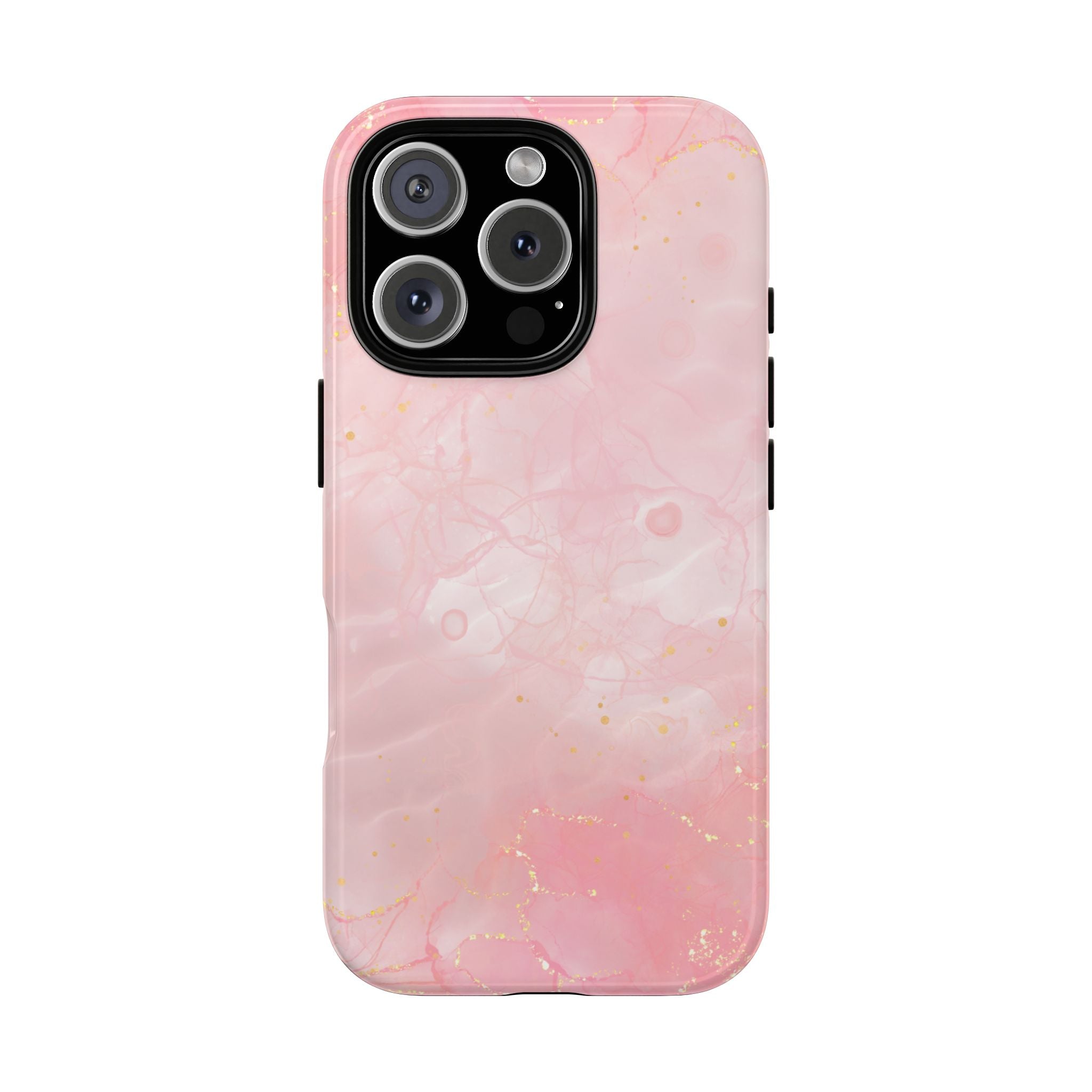 Pink Marble Tough Phone Case — Protective iPhone Cover with Gold Vein Design