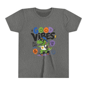 Good Vibes Skate Dino Youth Tee – Cool Kid Graphic Shirt