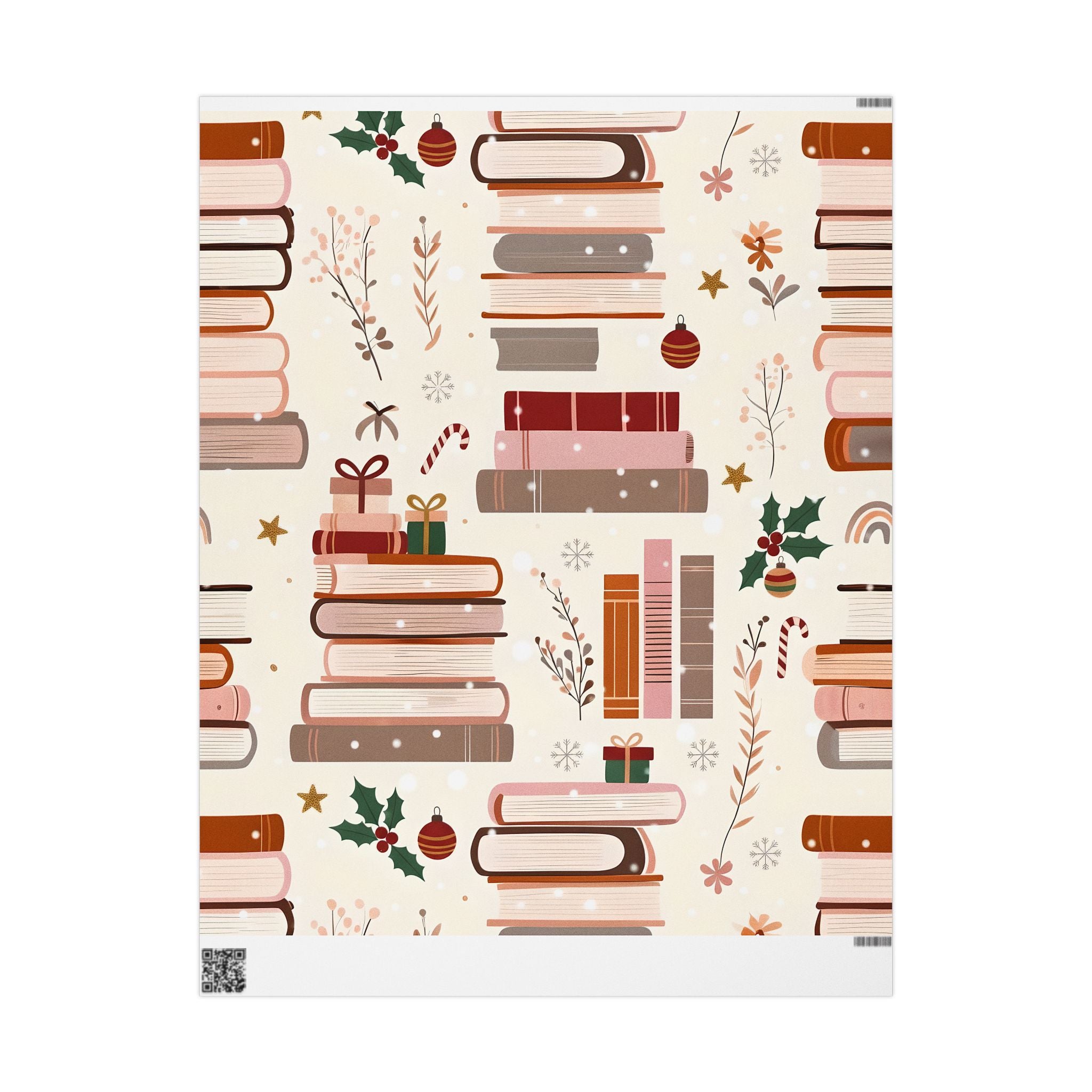 Book Lover Wrapping Paper Roll — Cozy Bookshelf Gift Wrap