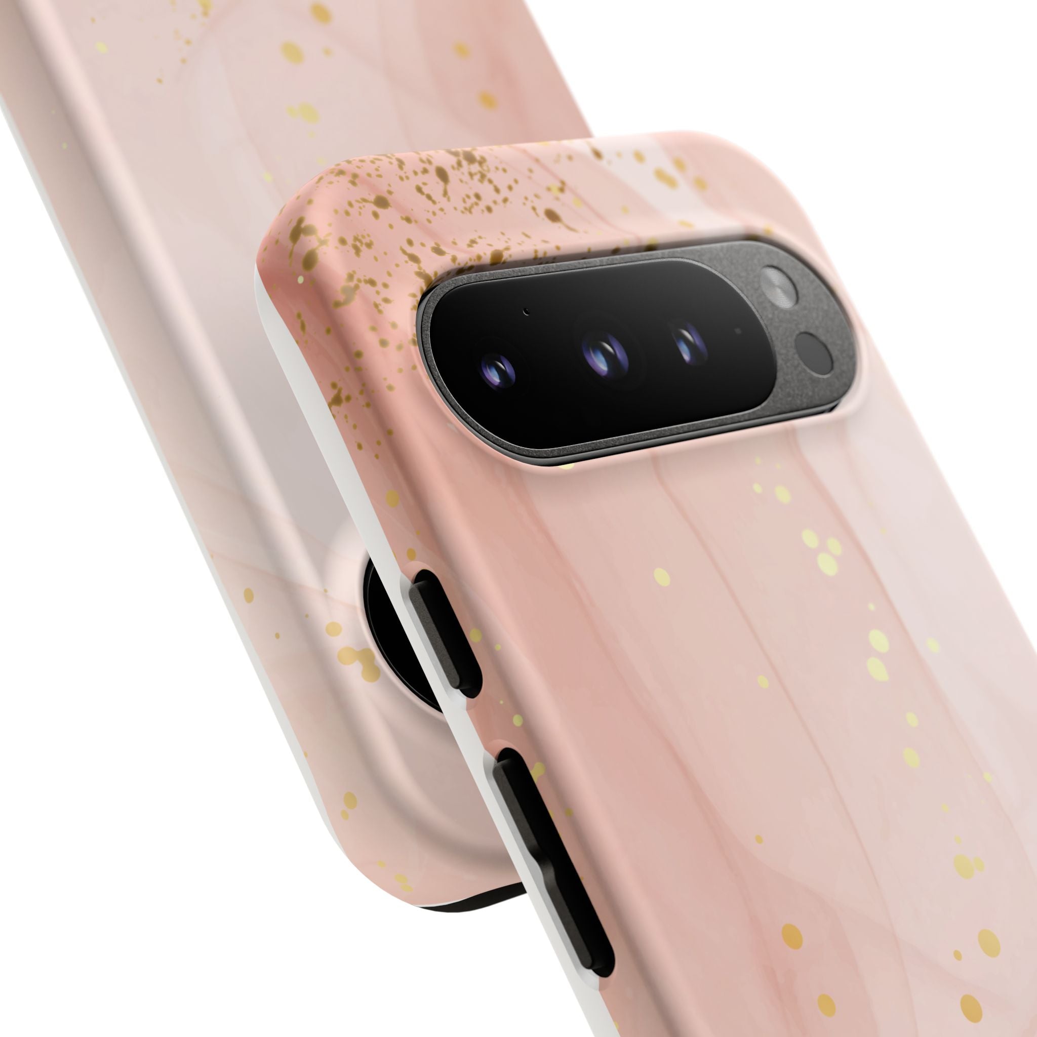 Rose Gold Marble Tough Case – Pink Marble Phone Case with Gold Glitter Accents