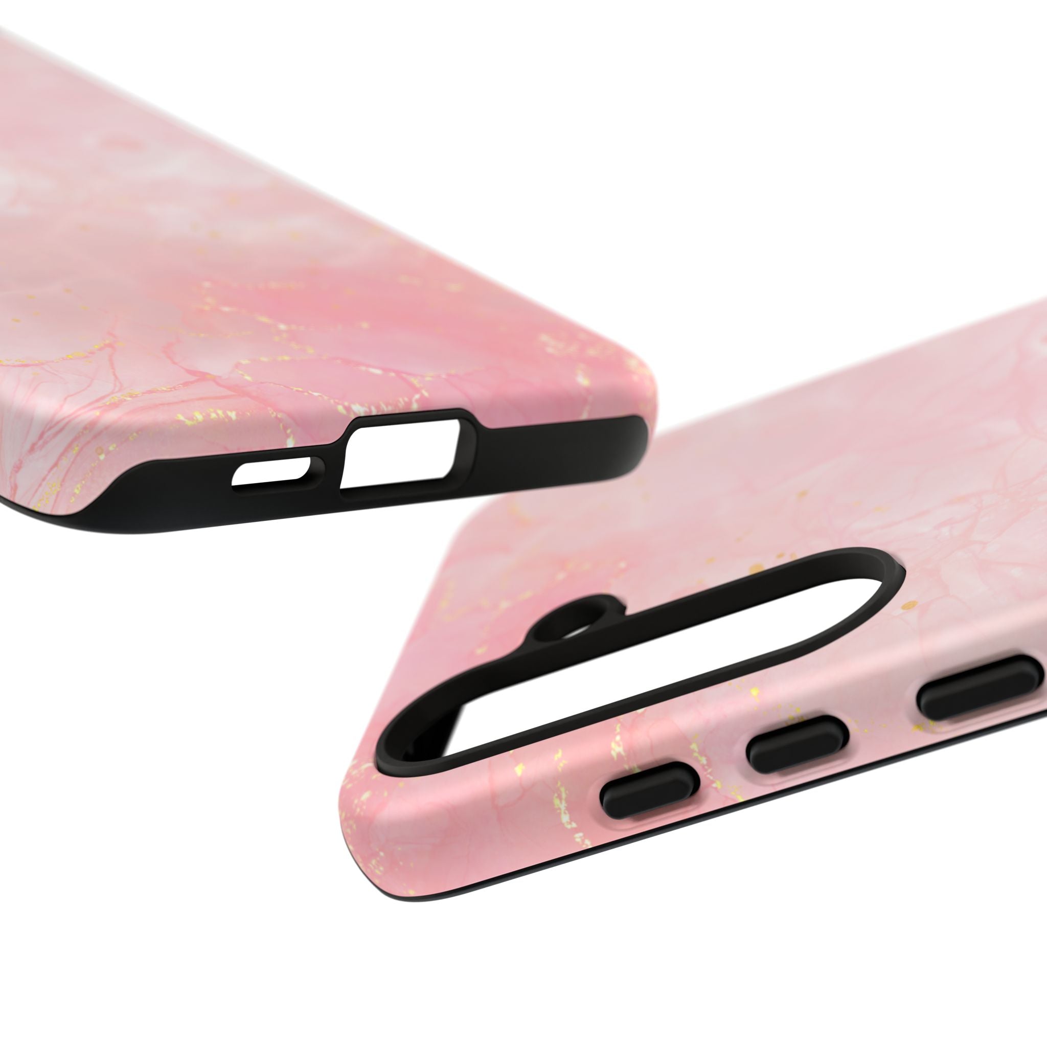 Pink Marble Tough Phone Case — Protective iPhone Cover with Gold Vein Design