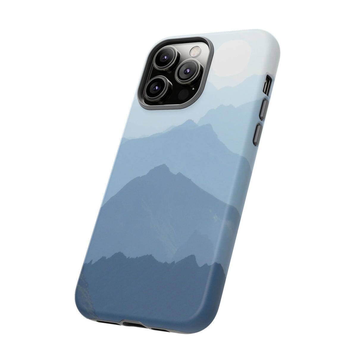Mountain Sunrise Tough Phone Case — Blue Layered Peaks Protective Cover