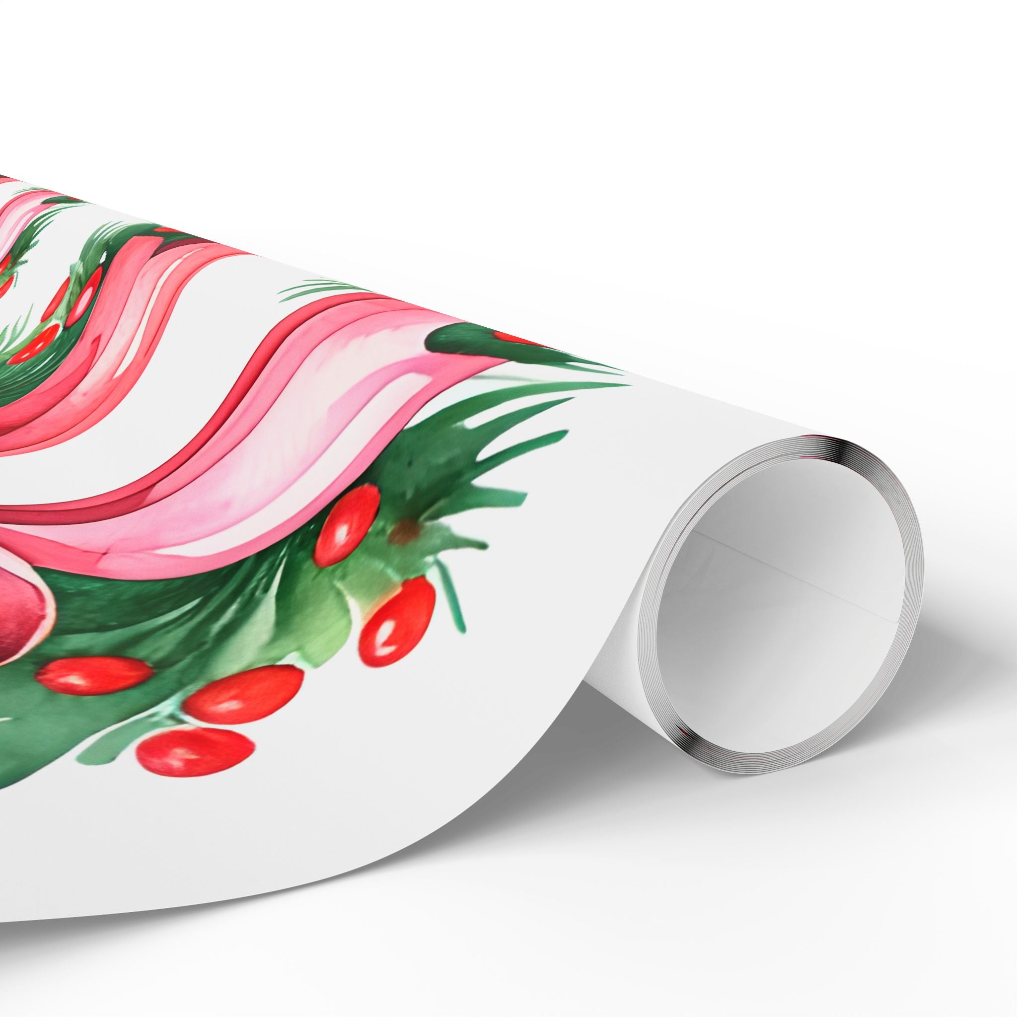Pink Wreath Holiday Wrapping Paper Roll
