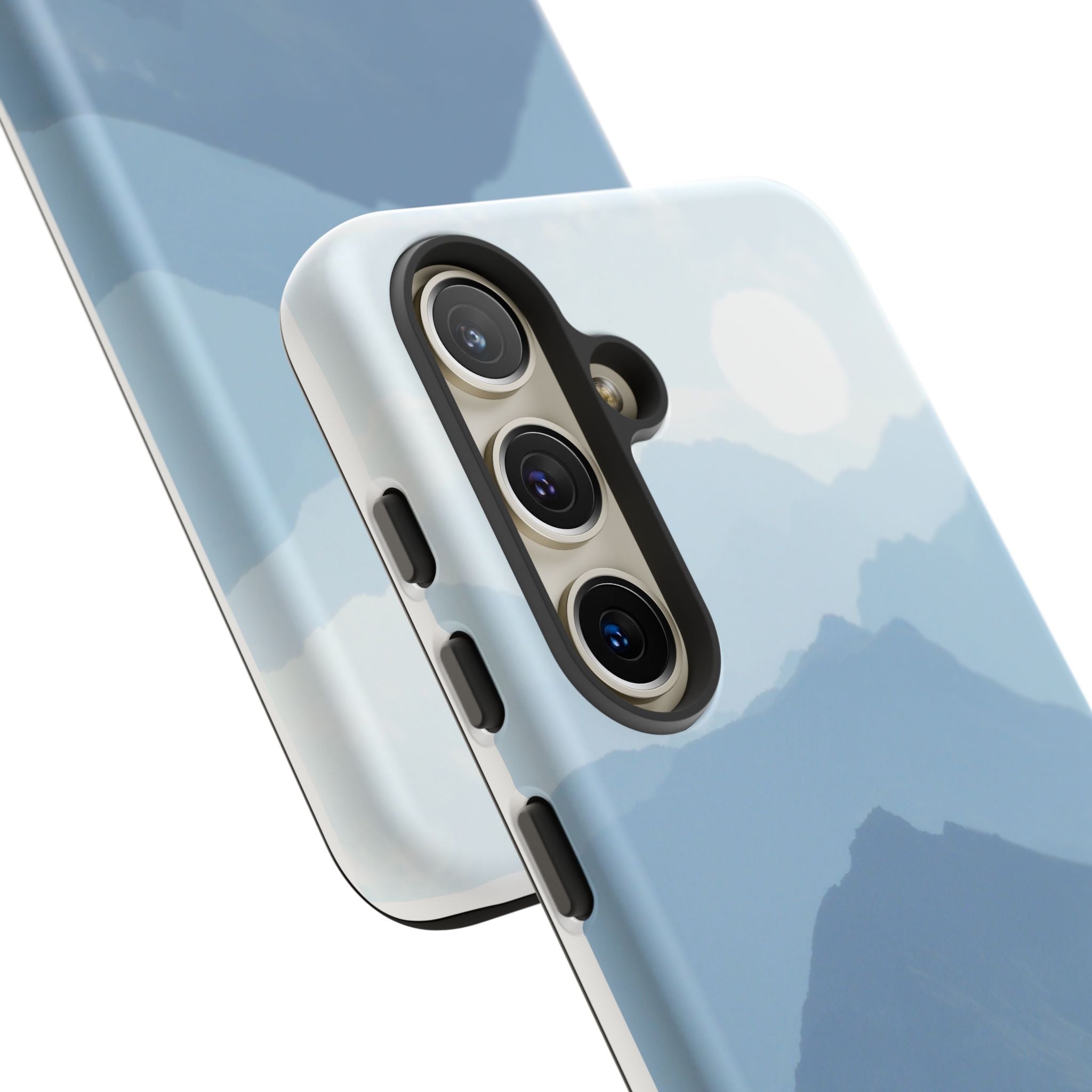 Mountain Sunrise Tough Phone Case — Blue Layered Peaks Protective Cover
