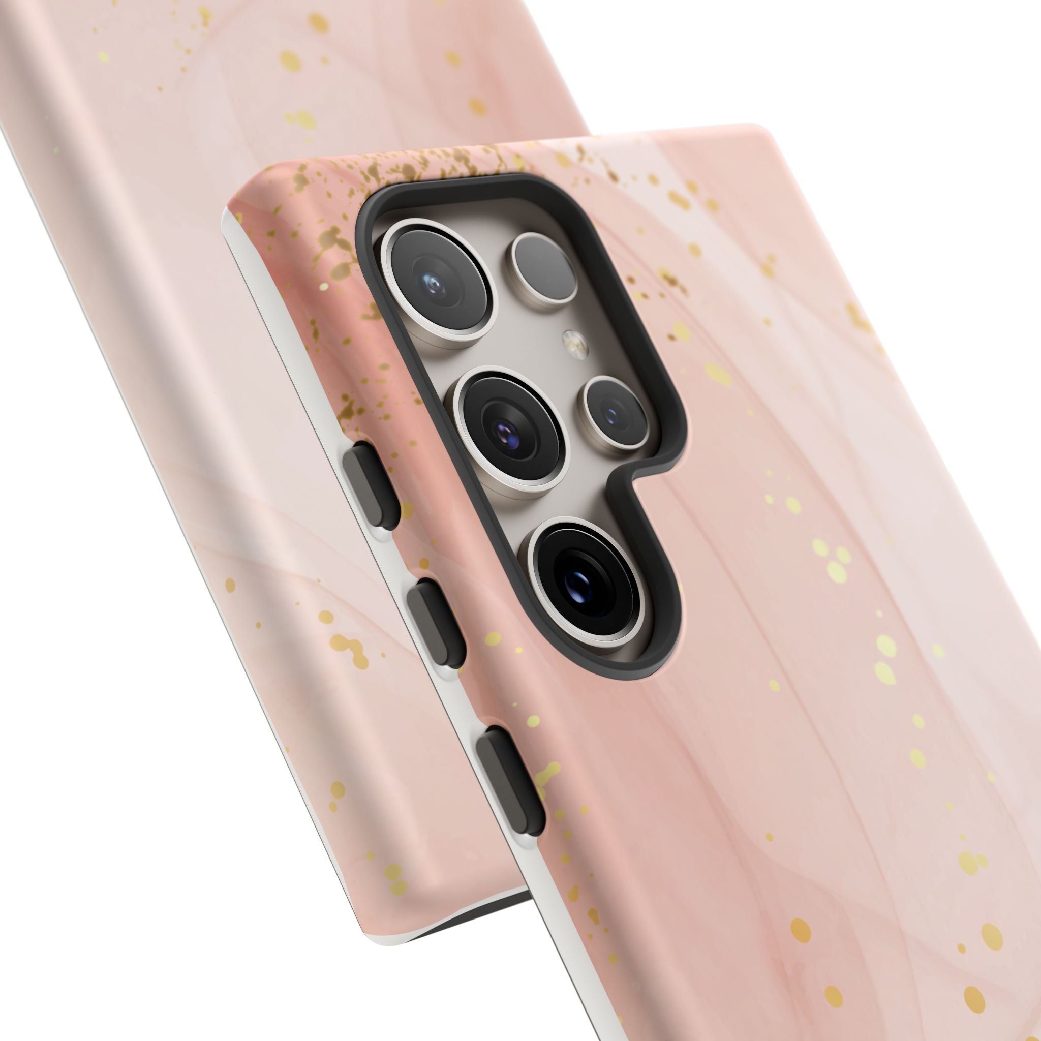 Rose Gold Marble Tough Case – Pink Marble Phone Case with Gold Glitter Accents