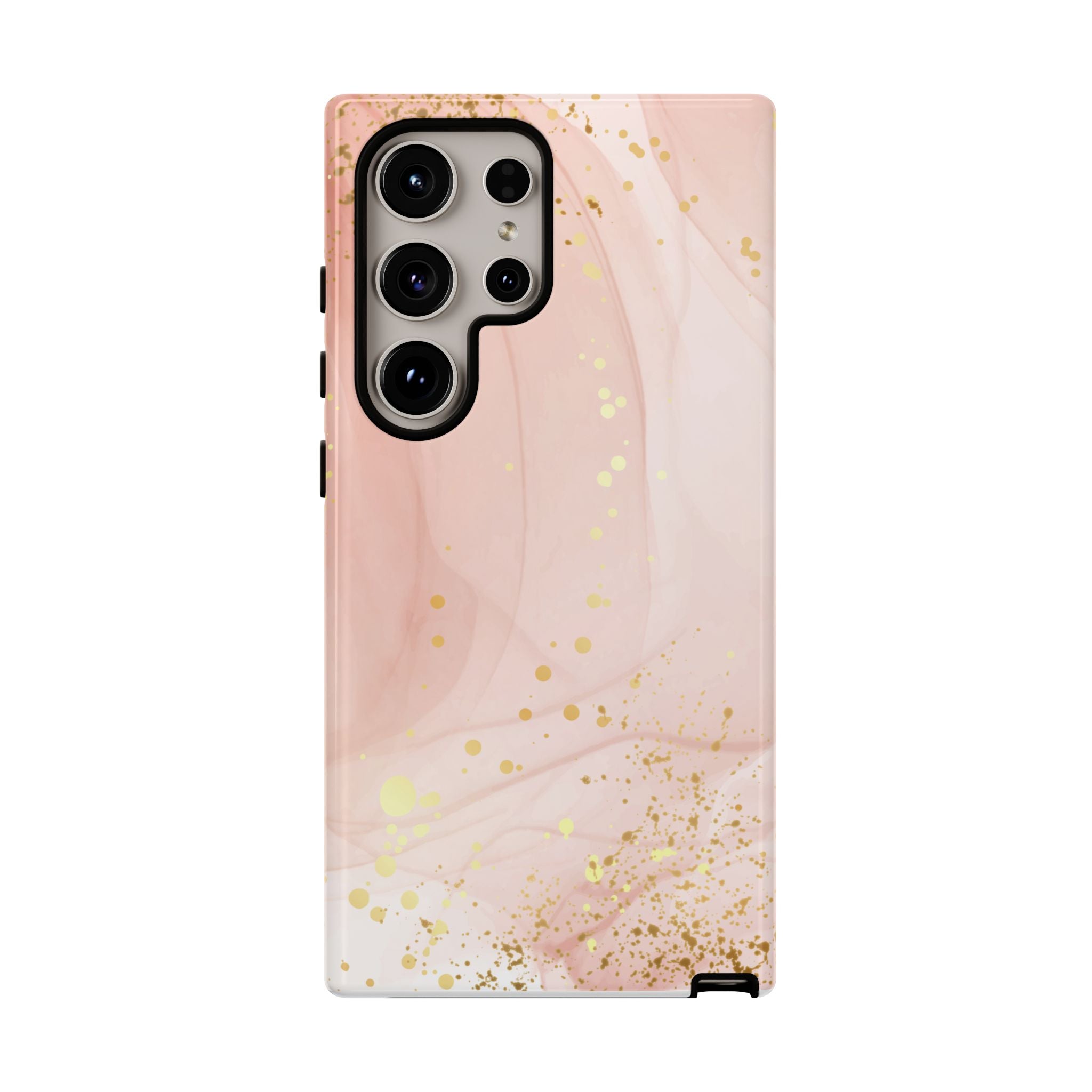 Rose Gold Marble Tough Case – Pink Marble Phone Case with Gold Glitter Accents