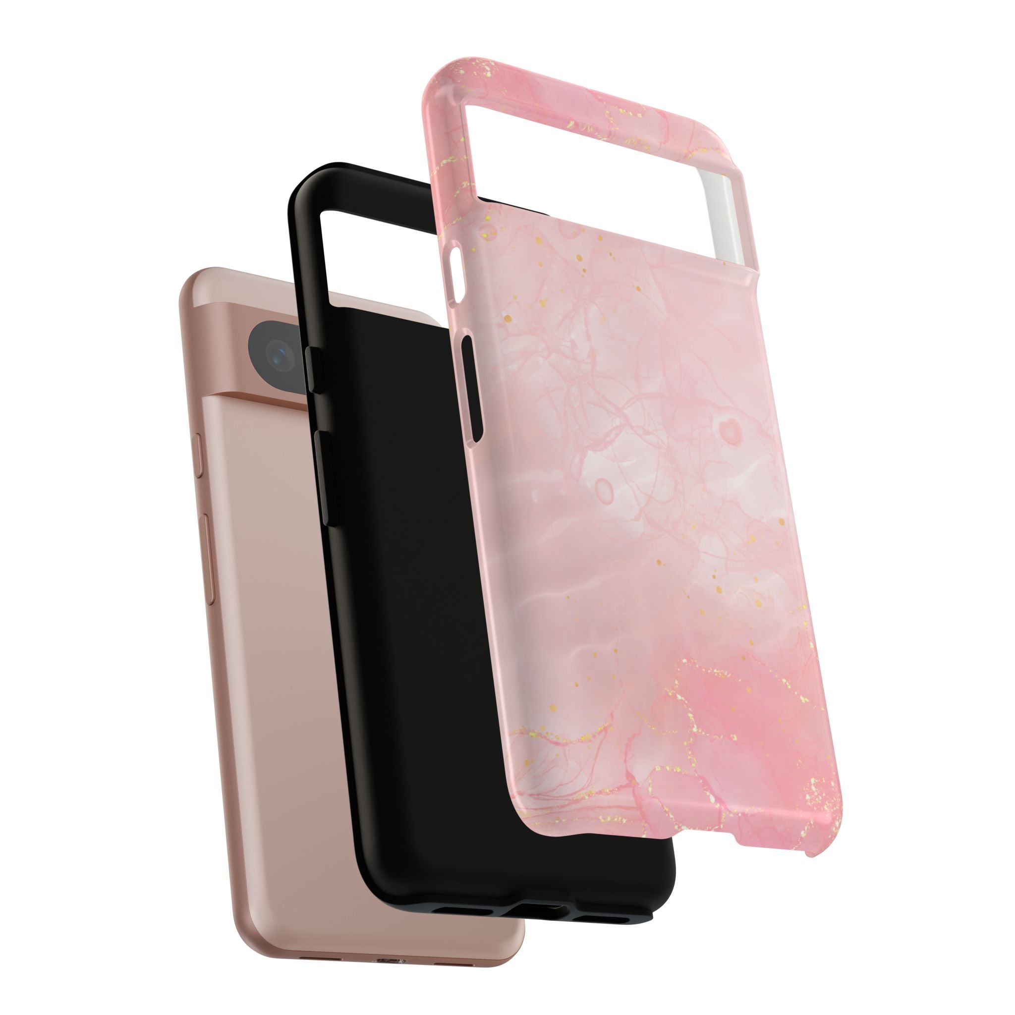 Pink Marble Tough Phone Case — Protective iPhone Cover with Gold Vein Design