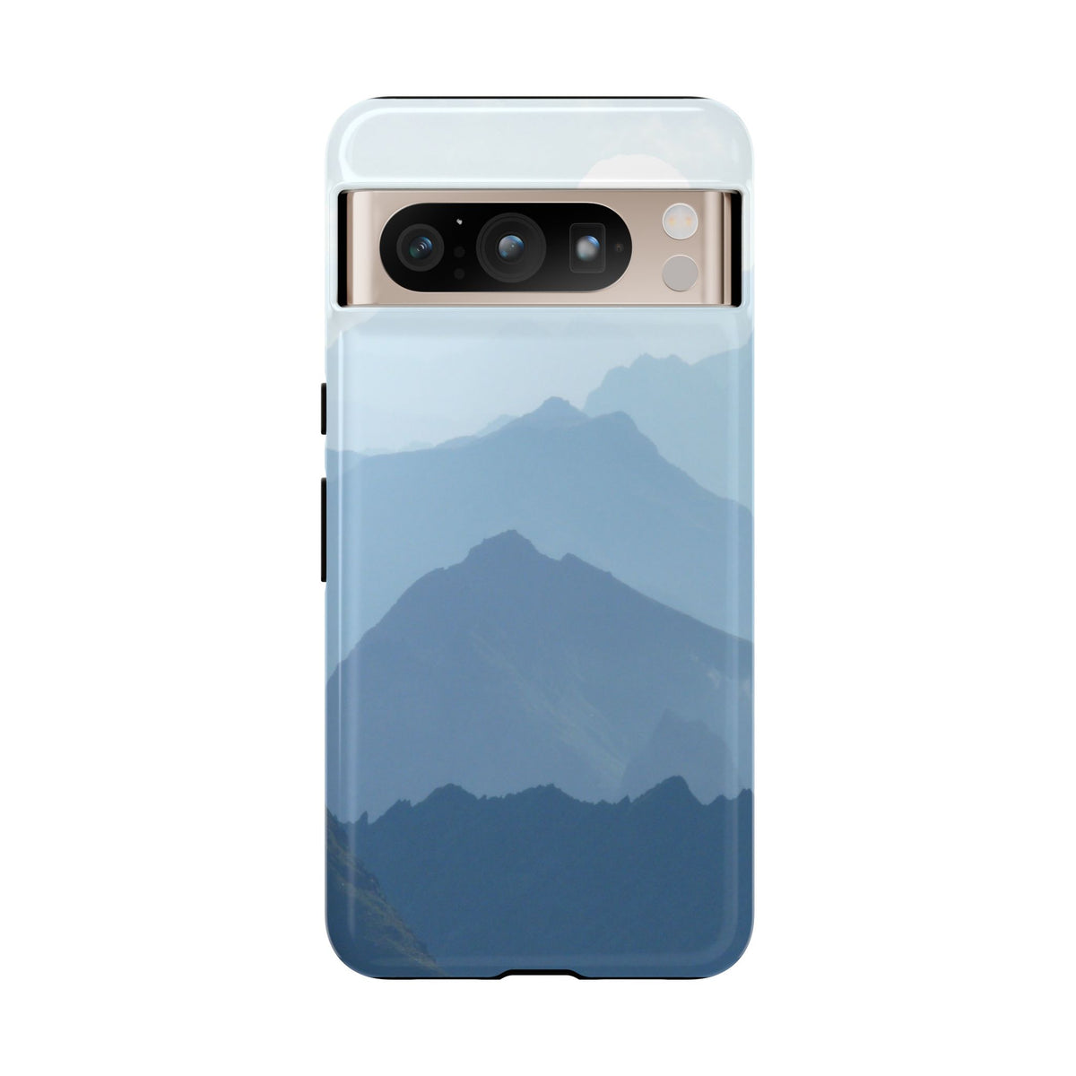 Mountain Sunrise Tough Phone Case — Blue Layered Peaks Protective Cover