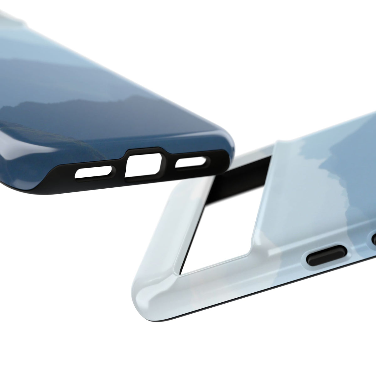 Mountain Sunrise Tough Phone Case — Blue Layered Peaks Protective Cover