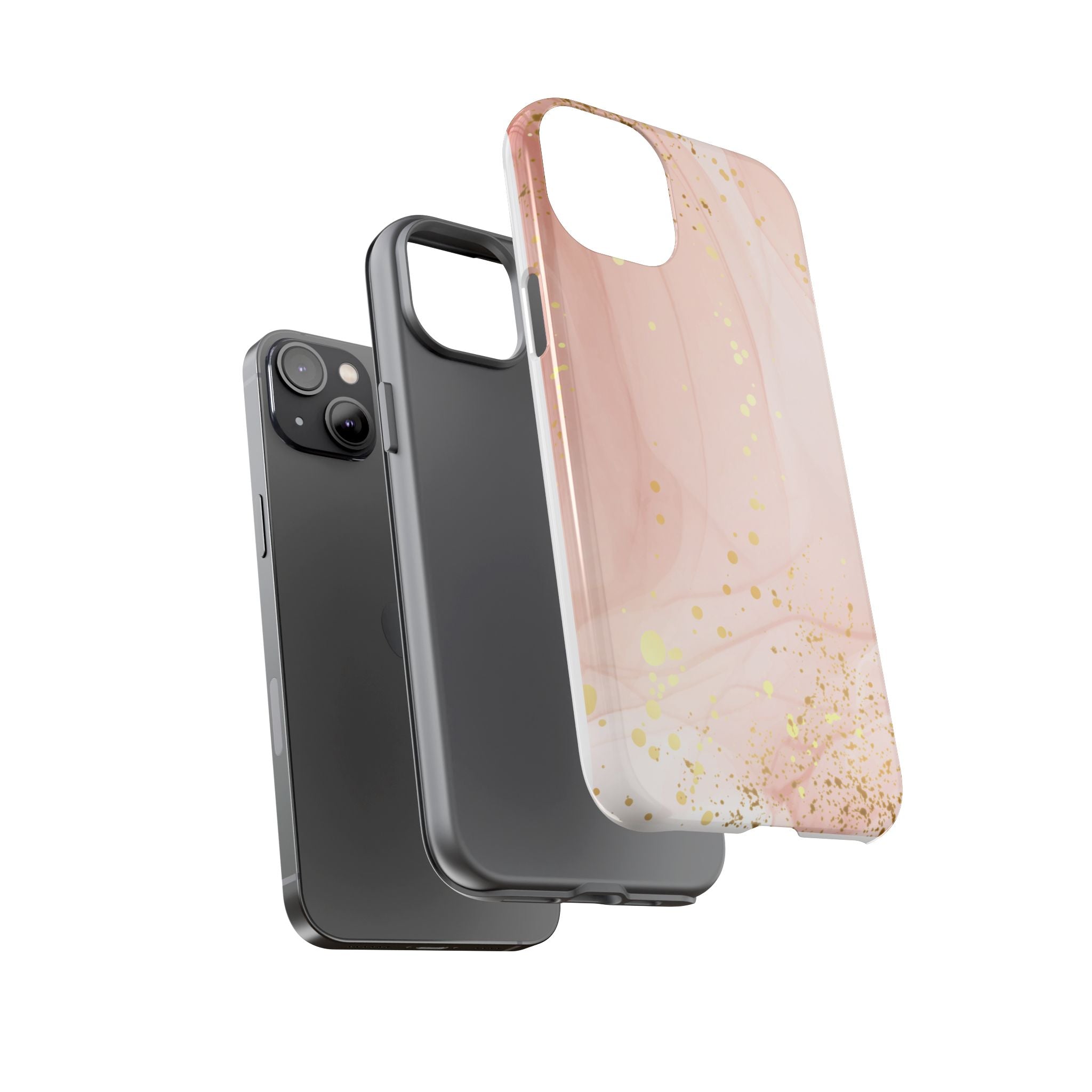 Rose Gold Marble Tough Case – Pink Marble Phone Case with Gold Glitter Accents