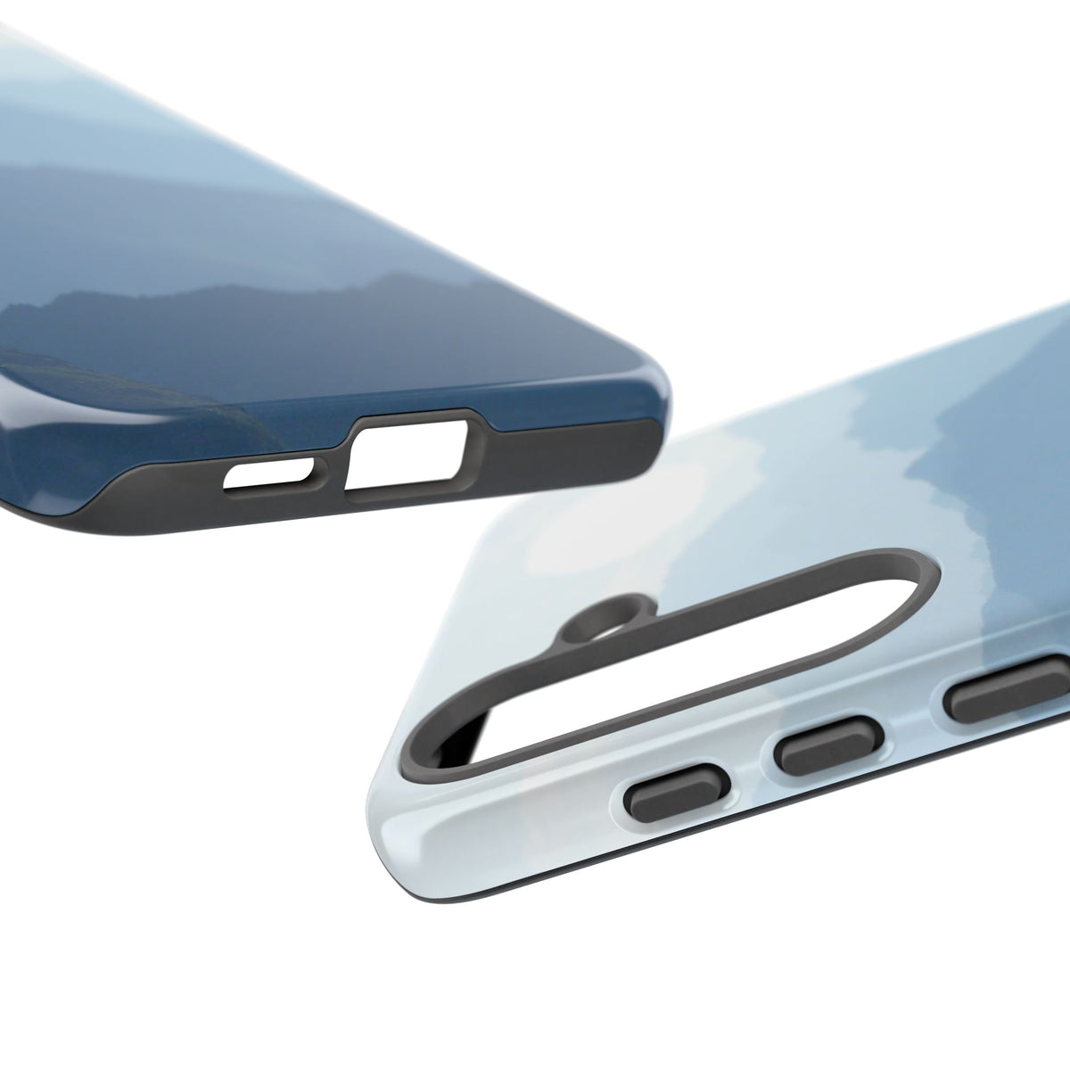 Mountain Sunrise Tough Phone Case — Blue Layered Peaks Protective Cover