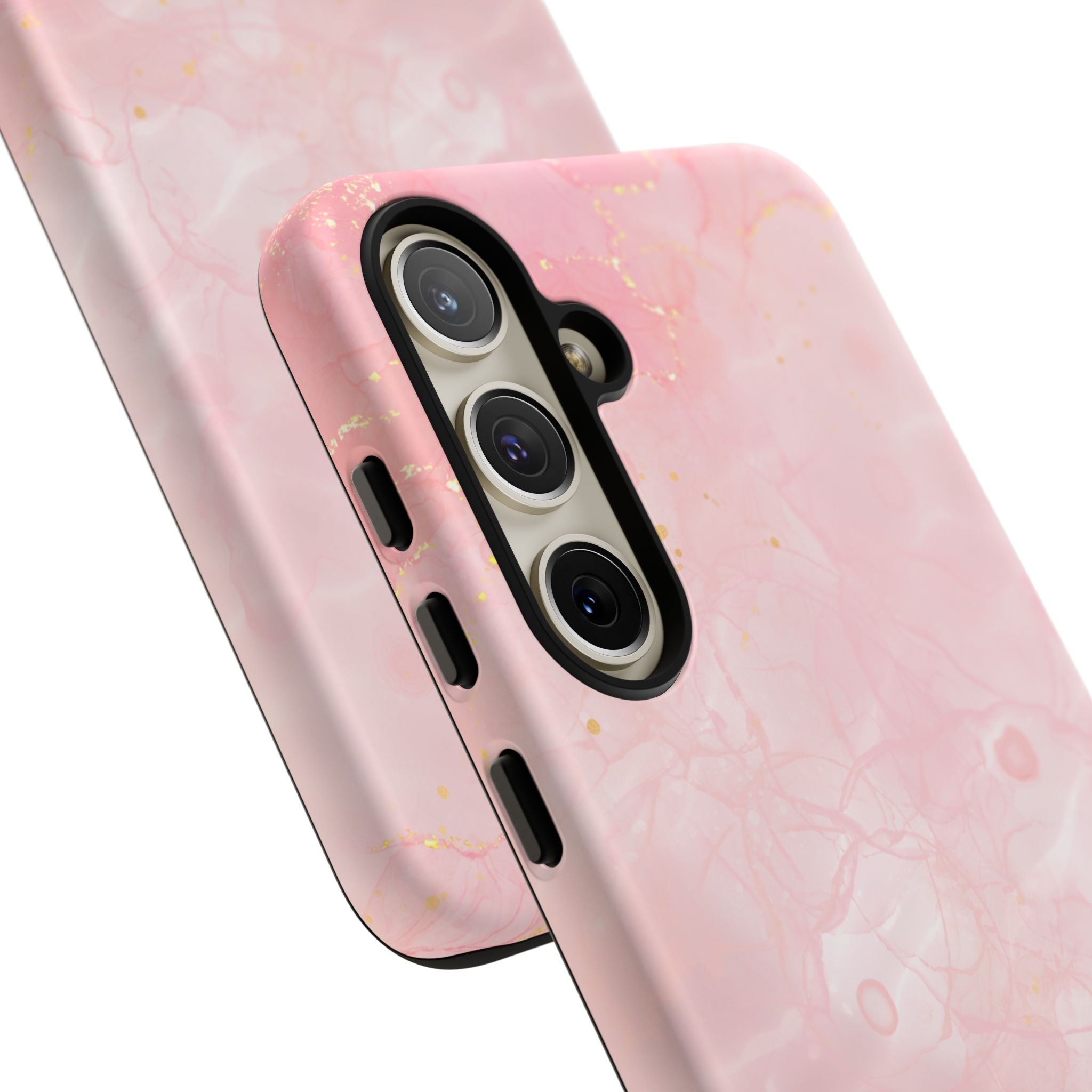 Pink Marble Tough Phone Case — Protective iPhone Cover with Gold Vein Design