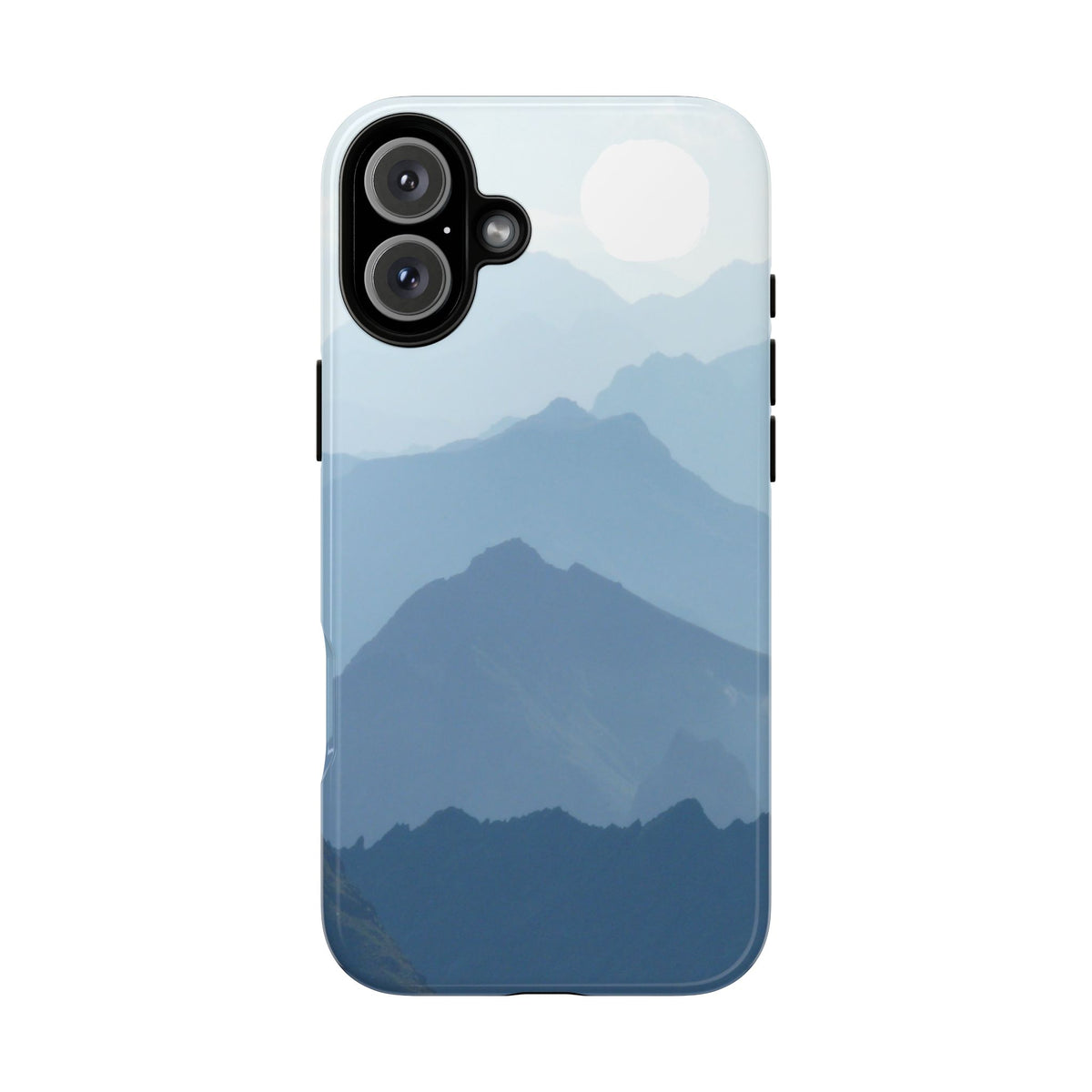 Mountain Sunrise Tough Phone Case — Blue Layered Peaks Protective Cover