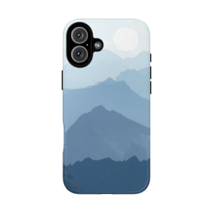 Mountain Sunrise Tough Phone Case — Blue Layered Peaks Protective Cover