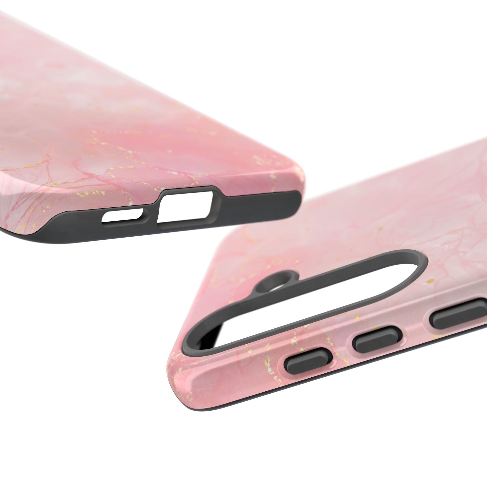 Pink Marble Tough Phone Case — Protective iPhone Cover with Gold Vein Design