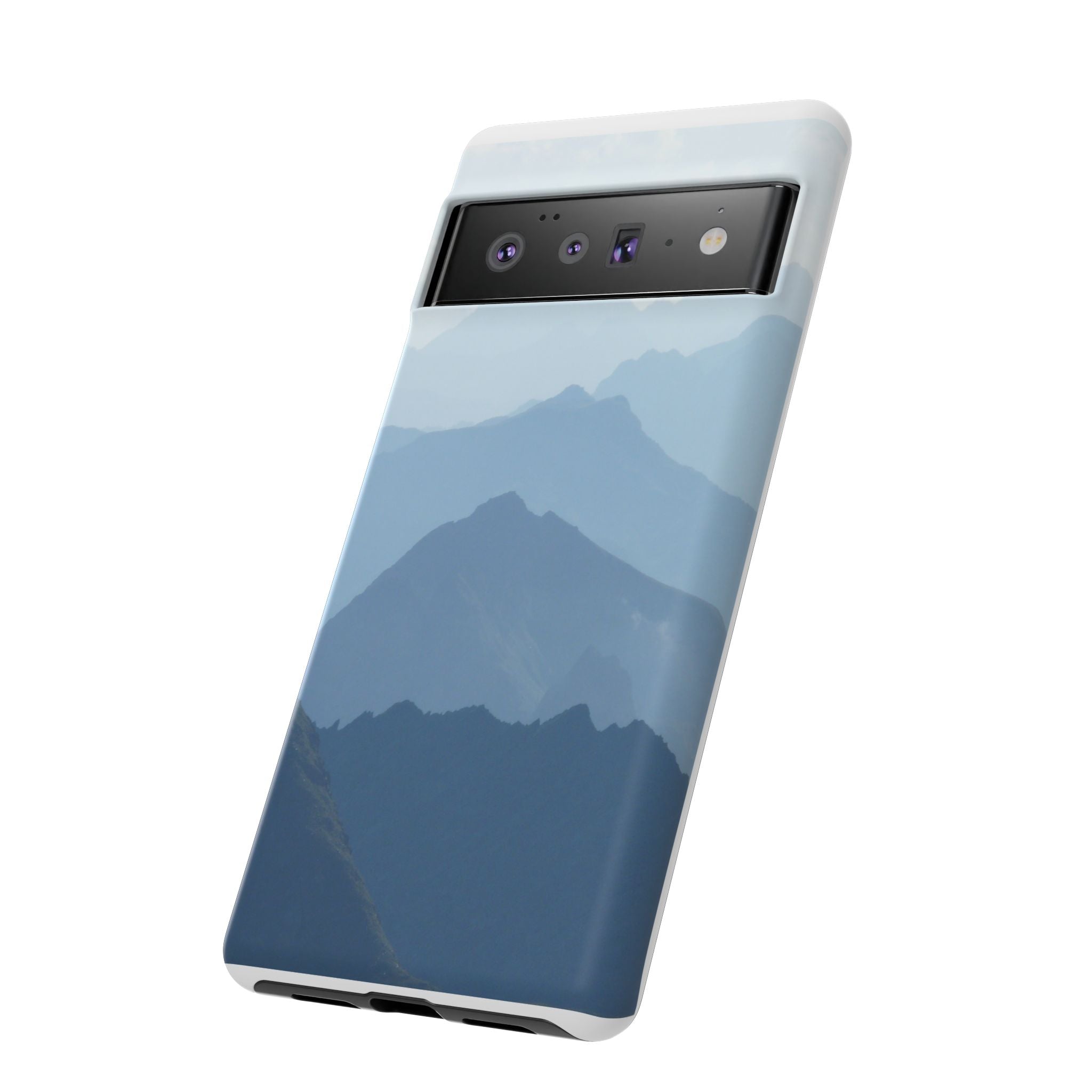 Mountain Sunrise Tough Phone Case — Blue Layered Peaks Protective Cover