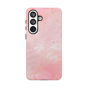 Pink Marble Tough Phone Case — Protective iPhone Cover with Gold Vein Design