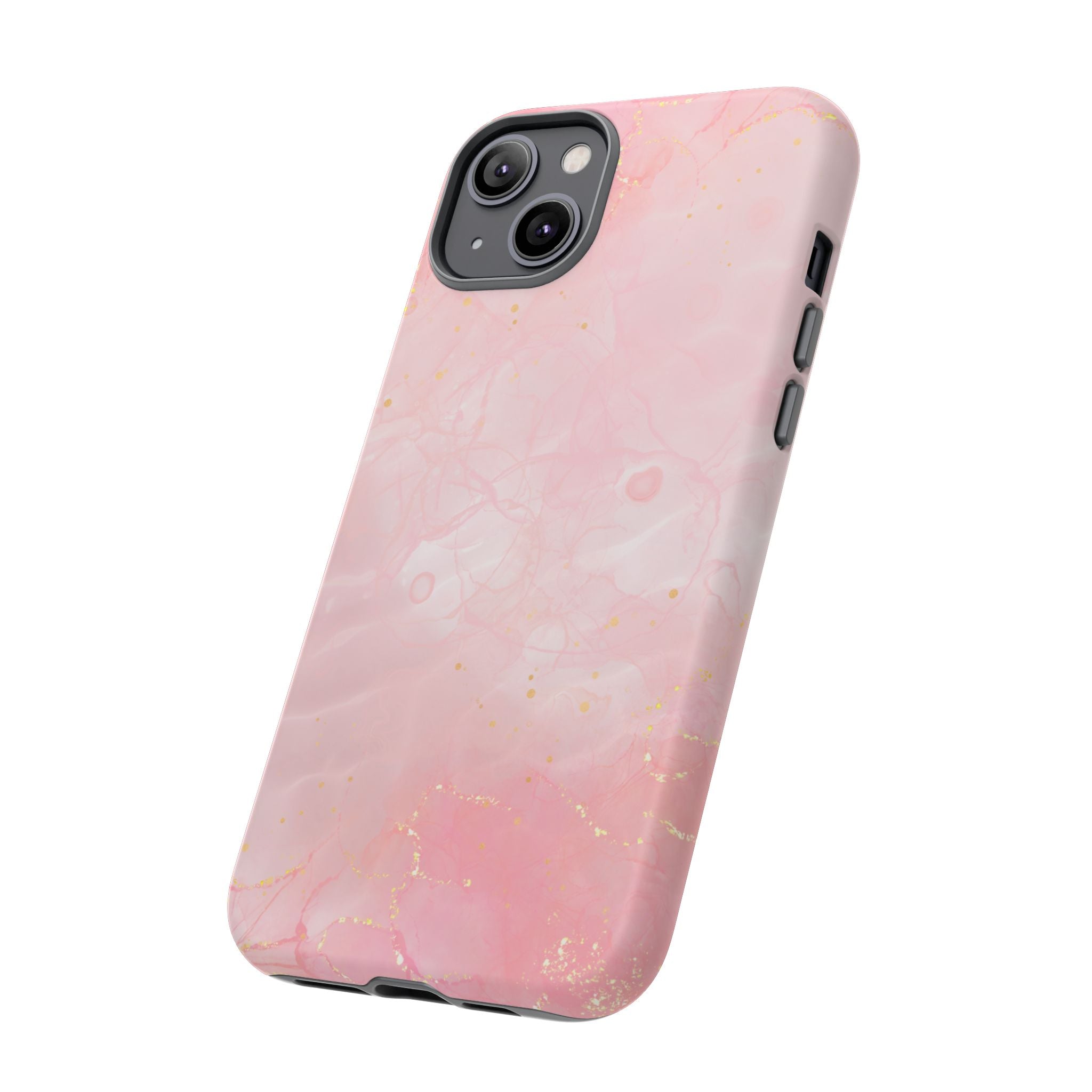 Pink Marble Tough Phone Case — Protective iPhone Cover with Gold Vein Design