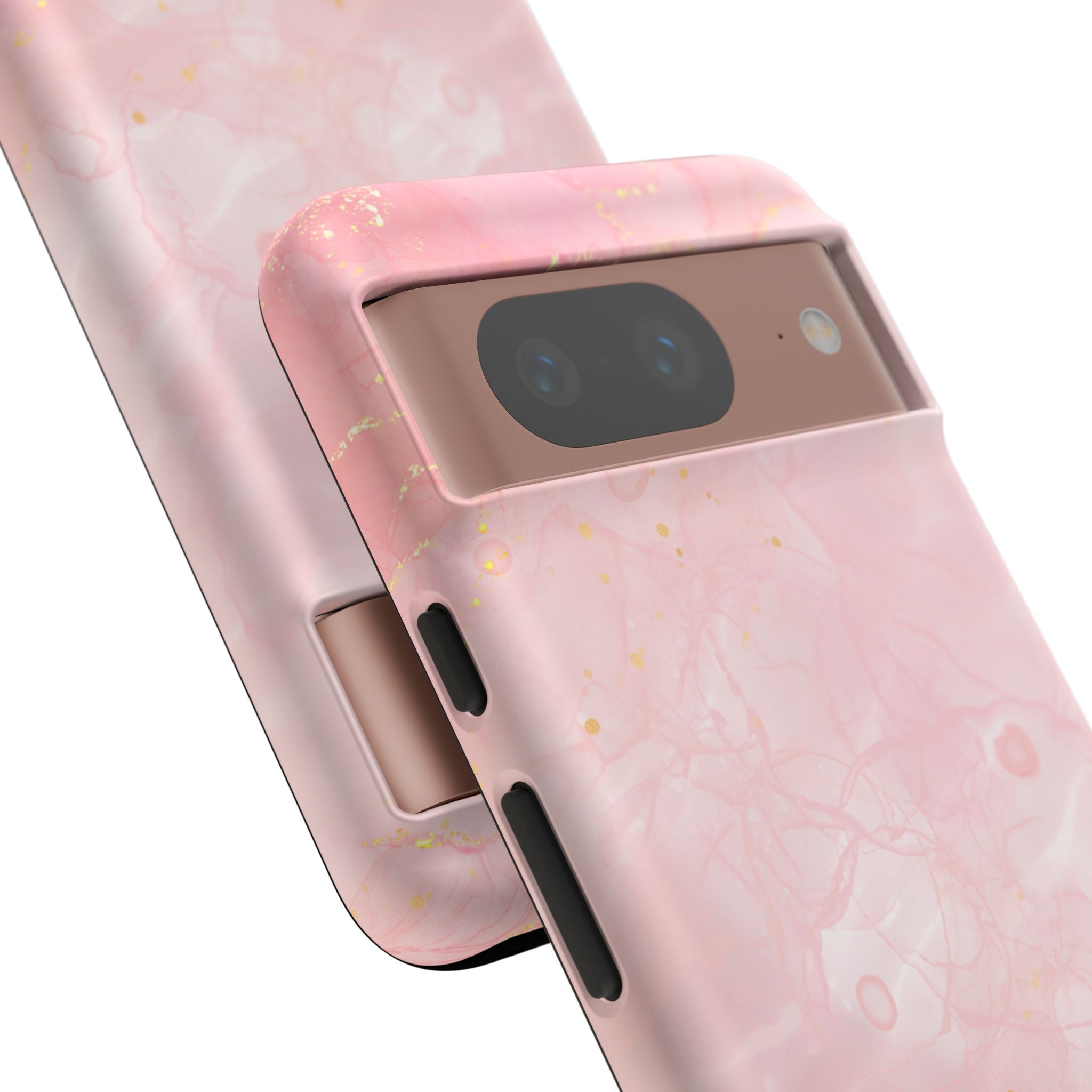 Pink Marble Tough Phone Case — Protective iPhone Cover with Gold Vein Design