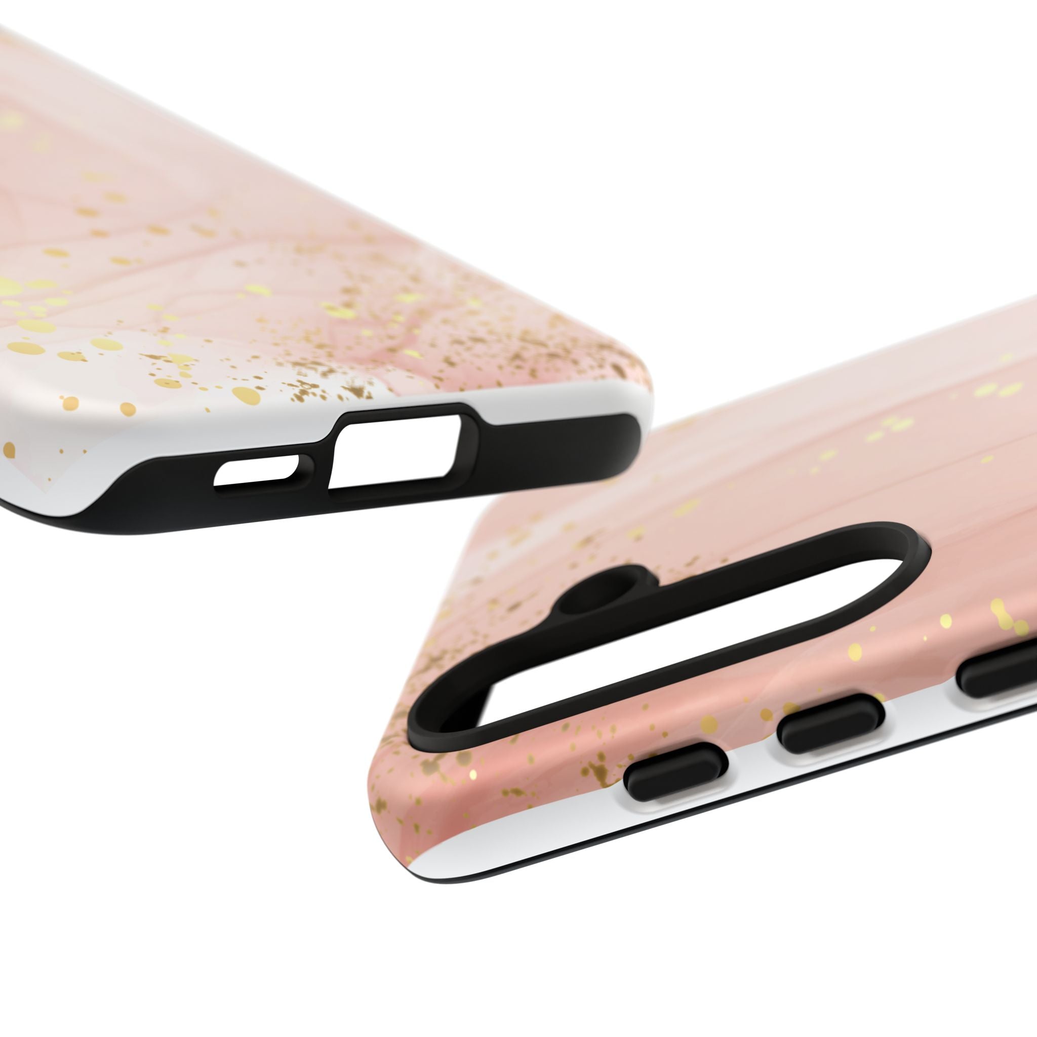 Rose Gold Marble Tough Case – Pink Marble Phone Case with Gold Glitter Accents